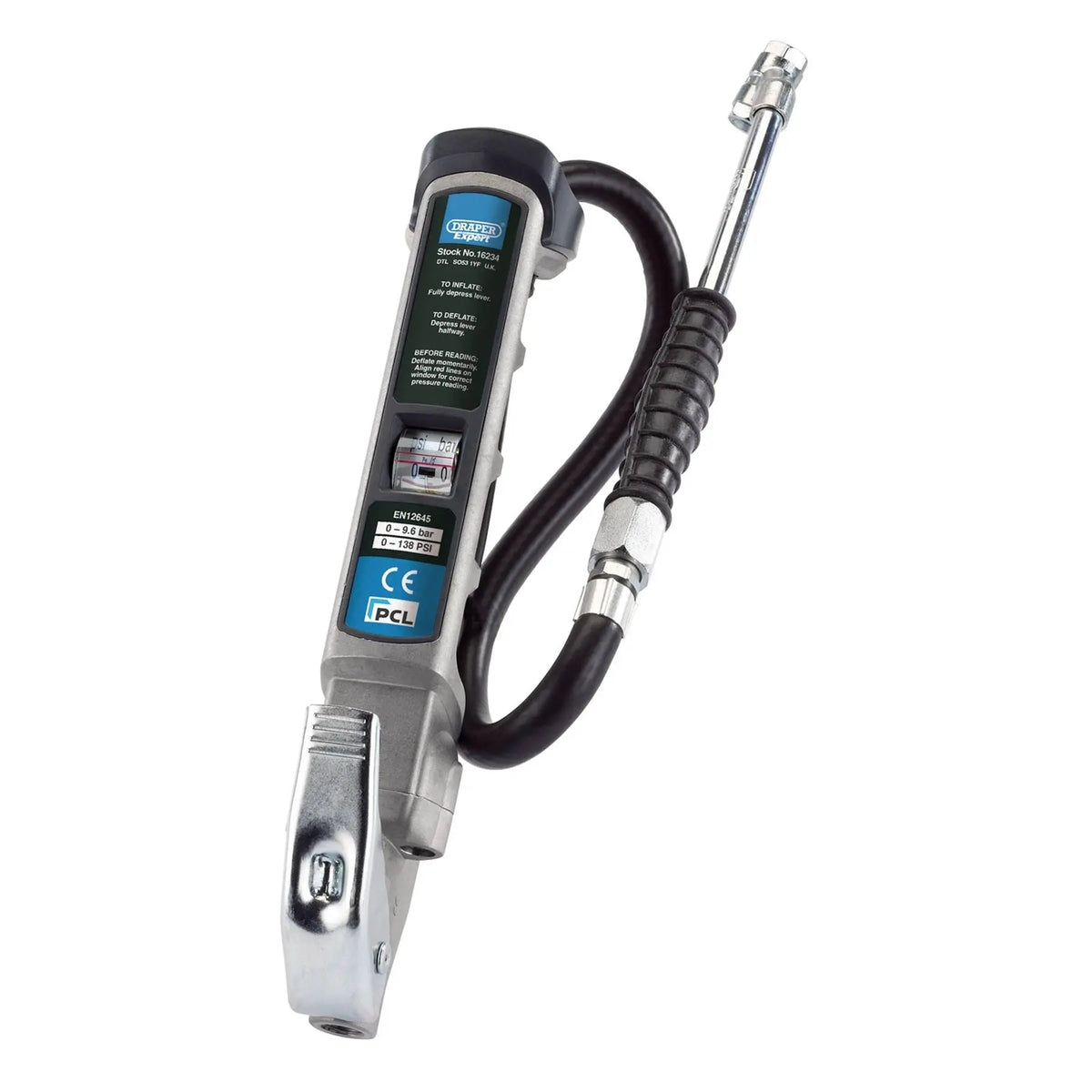 Draper Expert Hi-Flo Air Line Inflator With Twin Open Ended Connector 16234  White Rose Tools