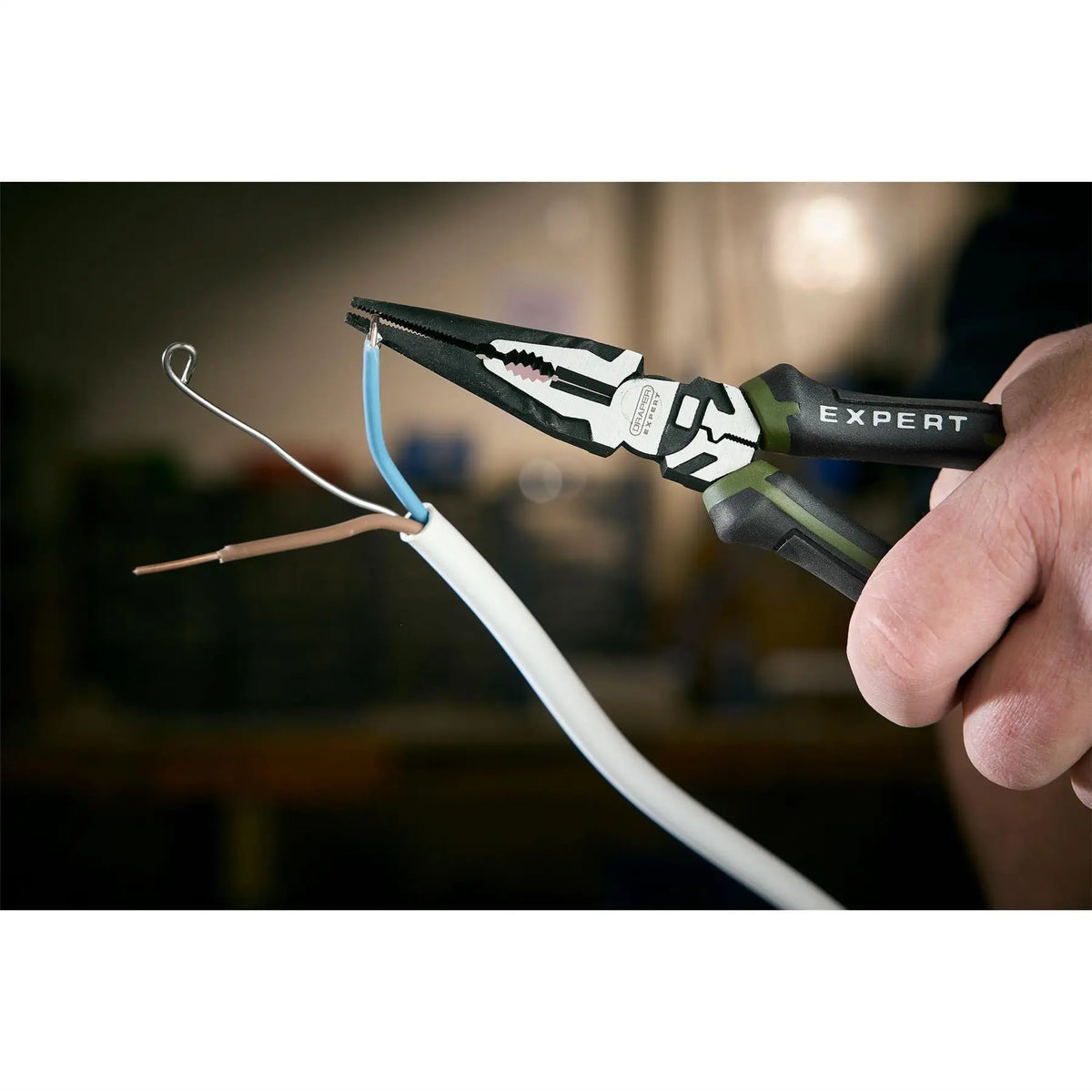 Draper Expert High Leverage Long Nose Pliers 200mm 28521  White Rose Tools