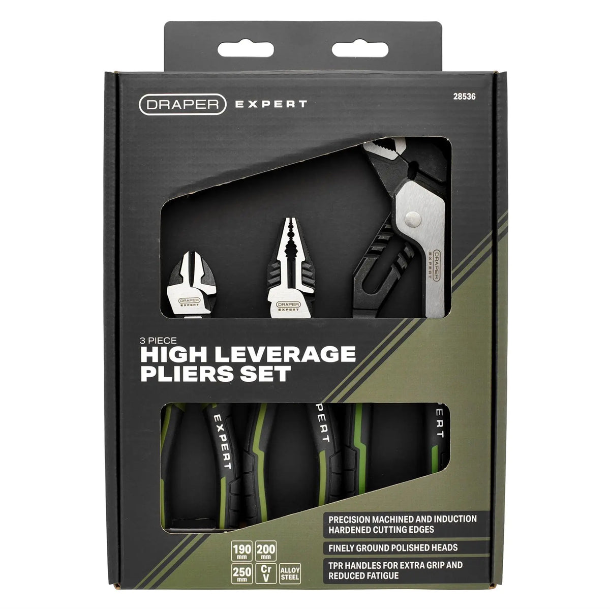 Draper Expert High Leverage Pliers Set with Water Pump Pliers (3 Piece) 28536  White Rose Tools