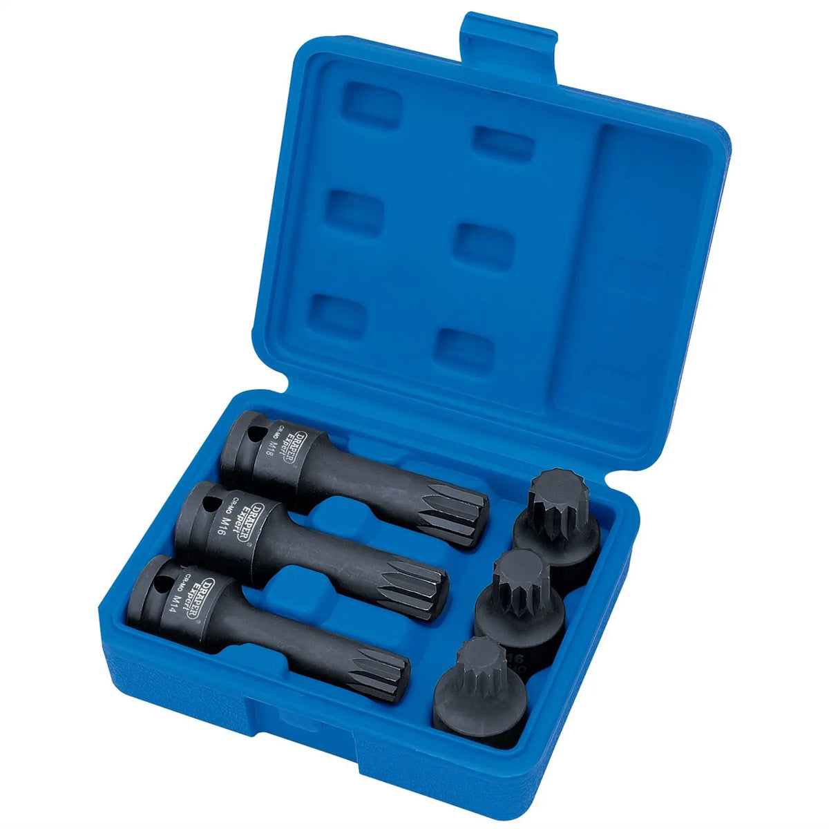 Draper Expert Impact Spline Bit Set 1/2" Sq. Dr. (6 Piece) 28881  White Rose Tools