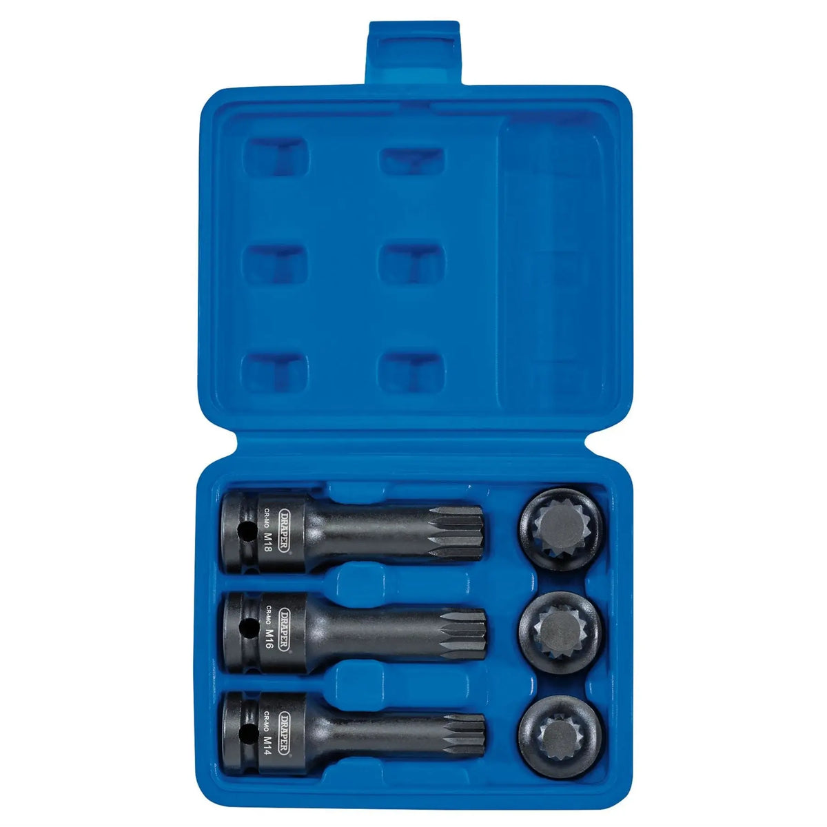 Draper Expert Impact Spline Bit Set 1/2" Sq. Dr. (6 Piece) 28881  White Rose Tools