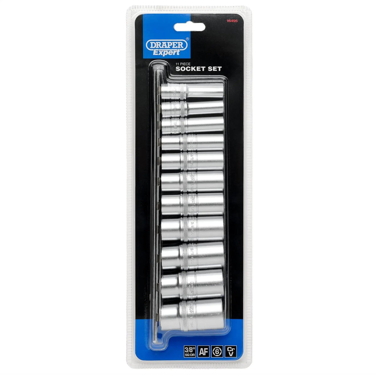 Draper Expert Imperial Deep Socket Set on a Metal Rail 3/8" Sq. Dr. (11 Piece) 16495  White Rose Tools