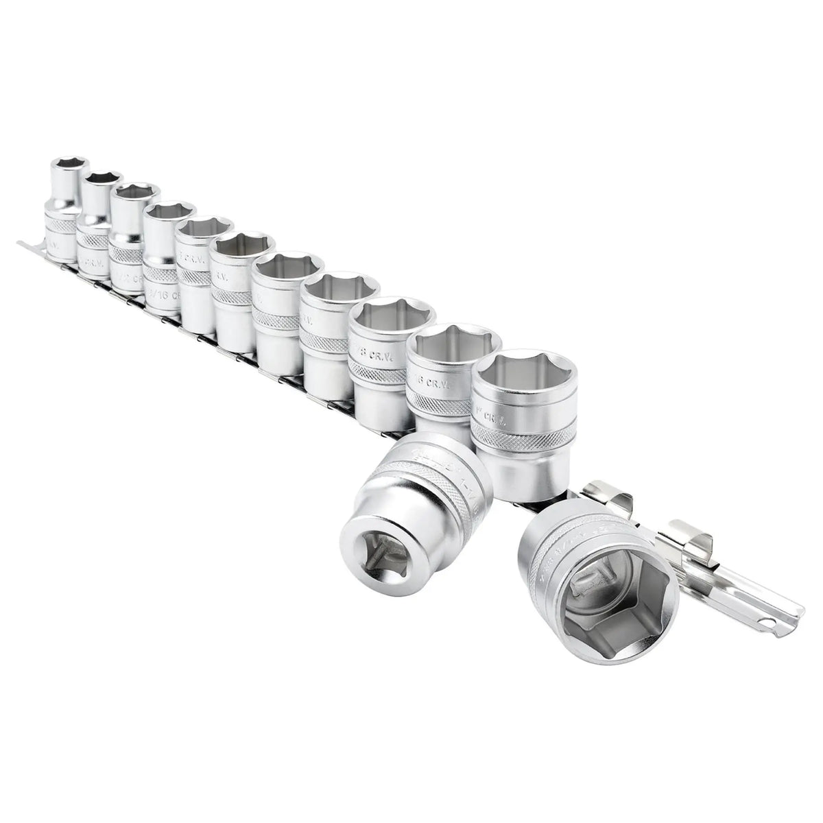 Draper Expert Imperial Socket on a Metal Rail 1/2" Sq. Dr. (13 Piece) 16498  White Rose Tools