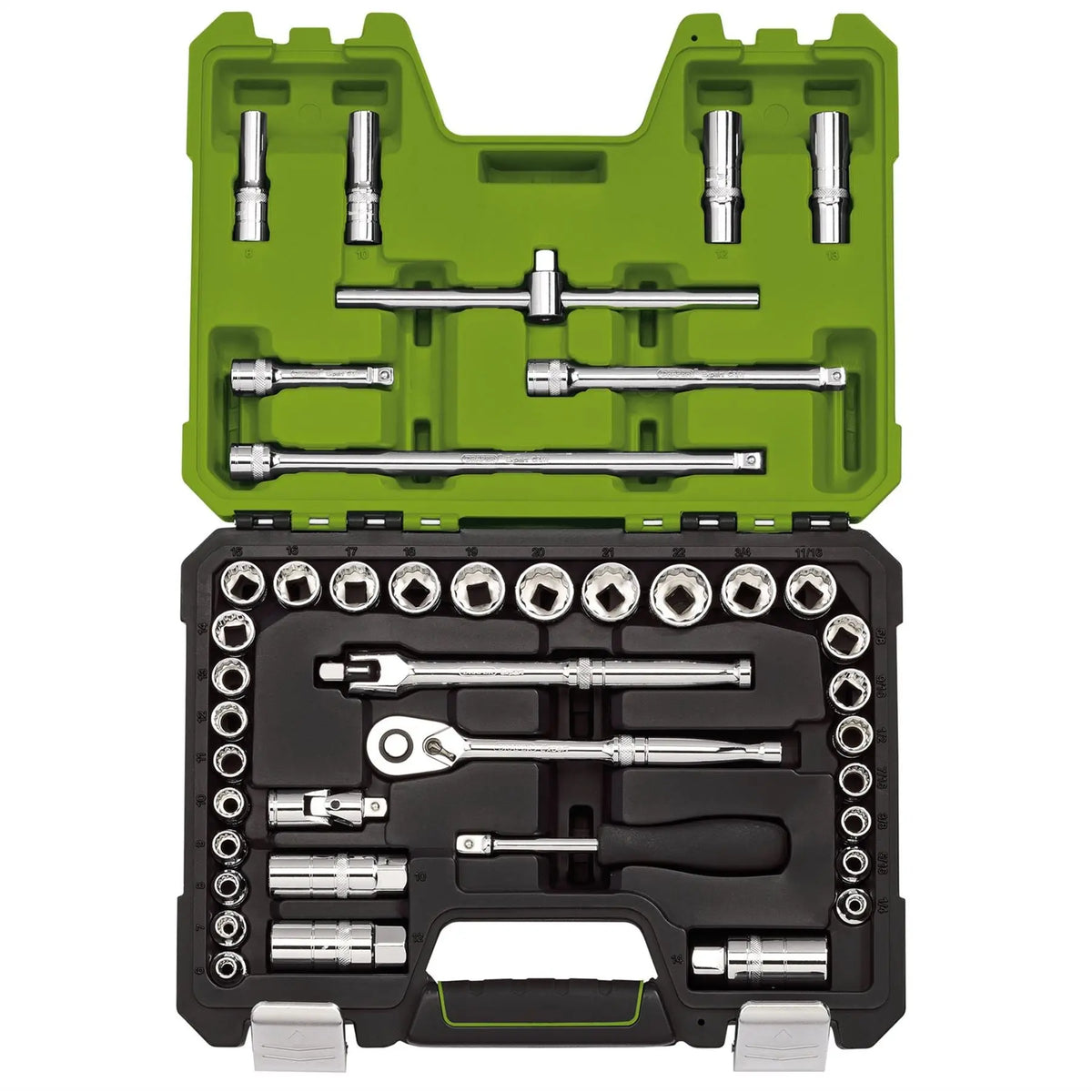 Draper Expert MM/AF Combined Socket Set 3/8" Sq. Dr. Green (41 Piece) 04464  White Rose Tools