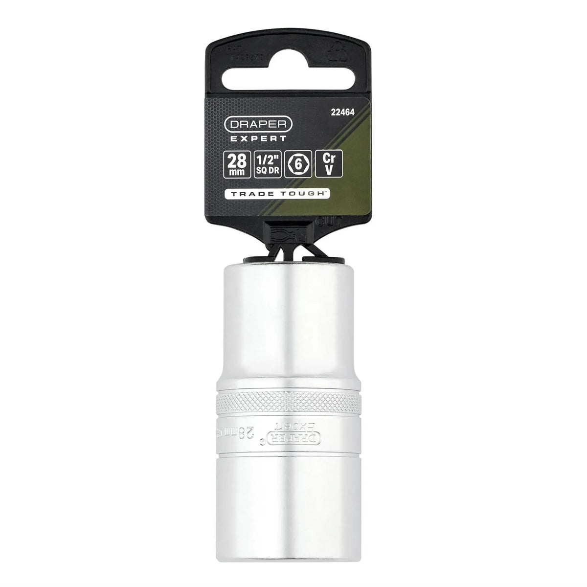 Draper Expert Metric Deep Socket 1/2" Sq. Dr. Micro Satin Chrome 28mm 22464  White Rose Tools
