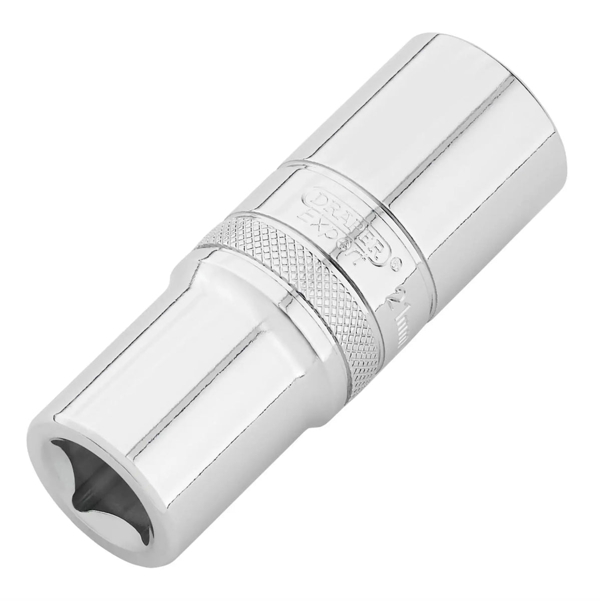 Draper Expert Metric Deep Socket 1/2" Sq. Dr. Polished Chrome 21mm 22422  White Rose Tools