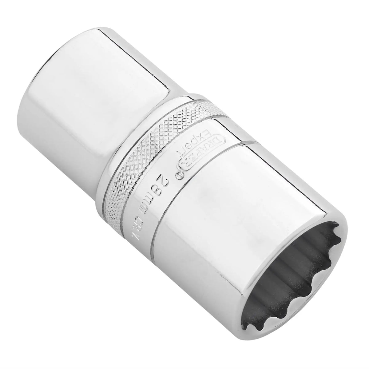 Draper Expert Metric Deep Socket 1/2" Sq. Dr. Polished Chrome 28mm 22425  White Rose Tools
