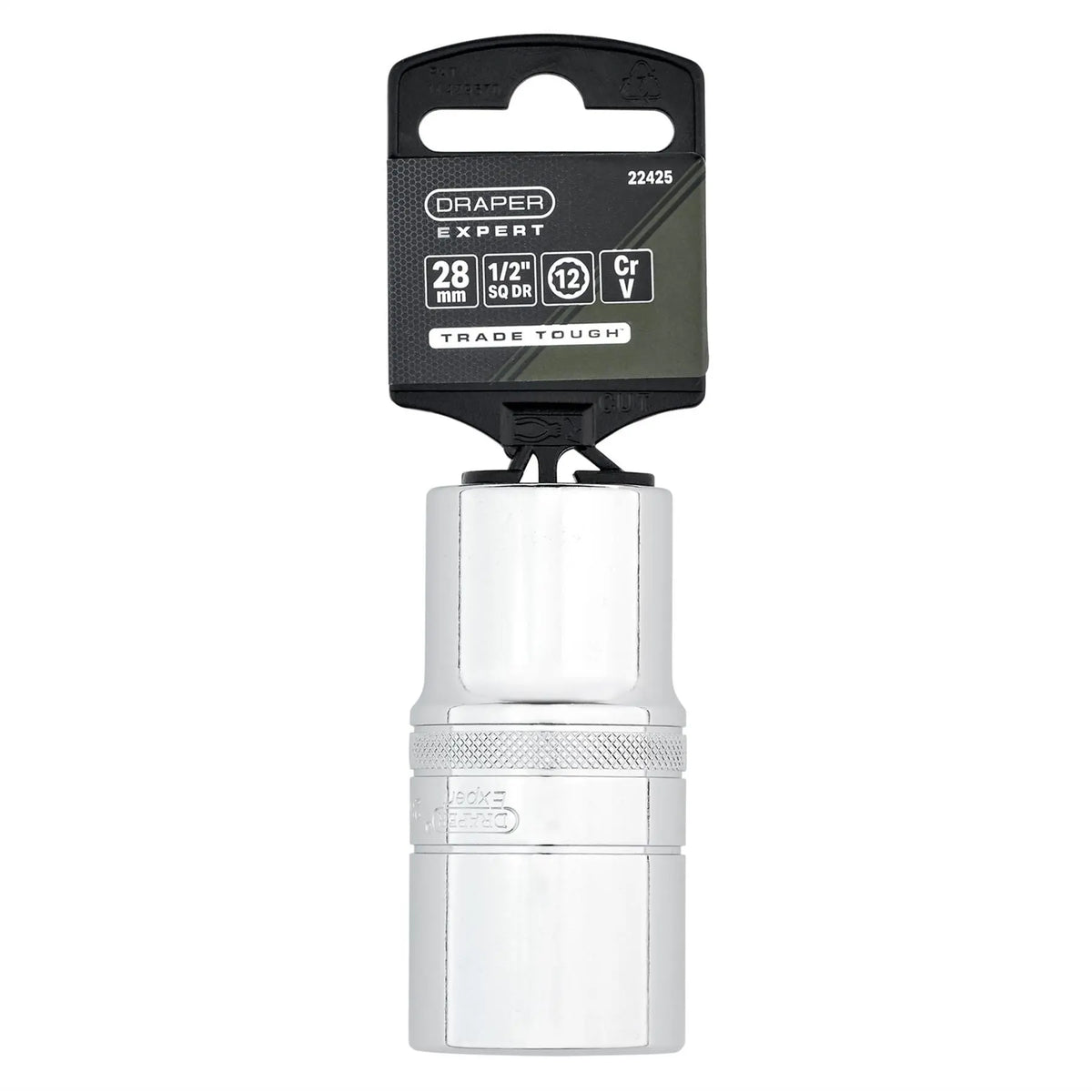 Draper Expert Metric Deep Socket 1/2" Sq. Dr. Polished Chrome 28mm 22425  White Rose Tools