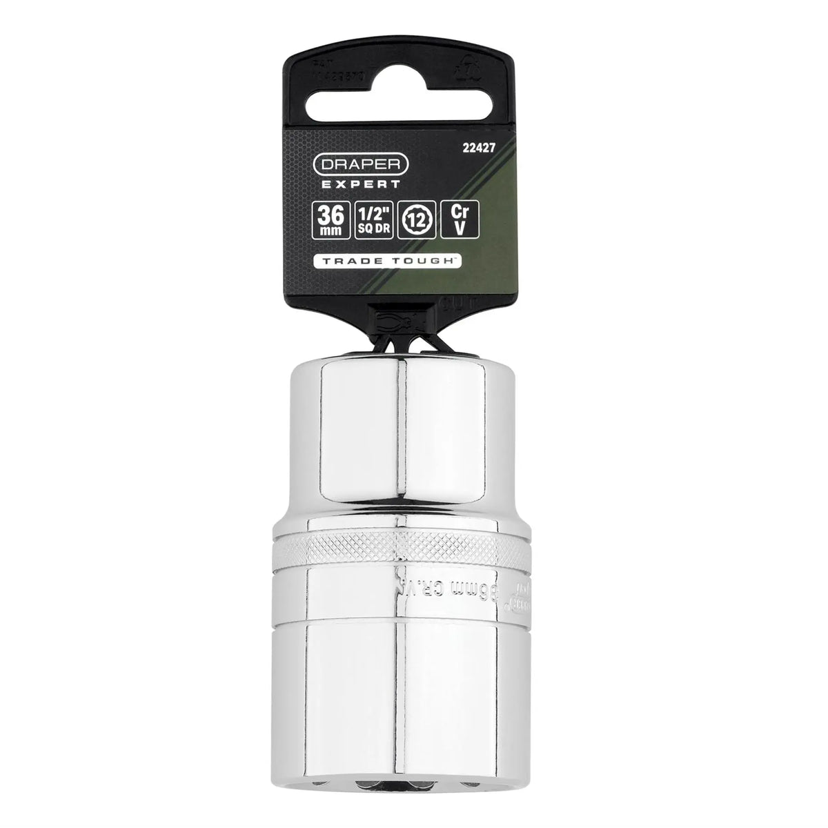 Draper Expert Metric Deep Socket 1/2" Sq. Dr. Polished Chrome 36mm 22427  White Rose Tools