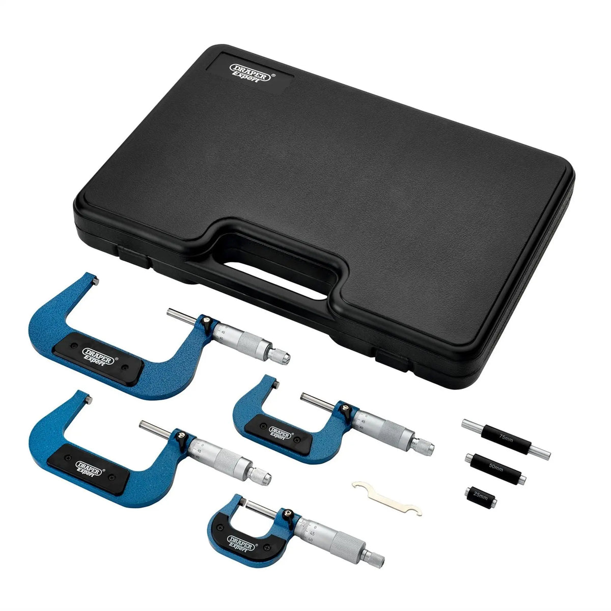 Draper Expert Metric External Micrometer Set (4 Piece) 46607  White Rose Tools