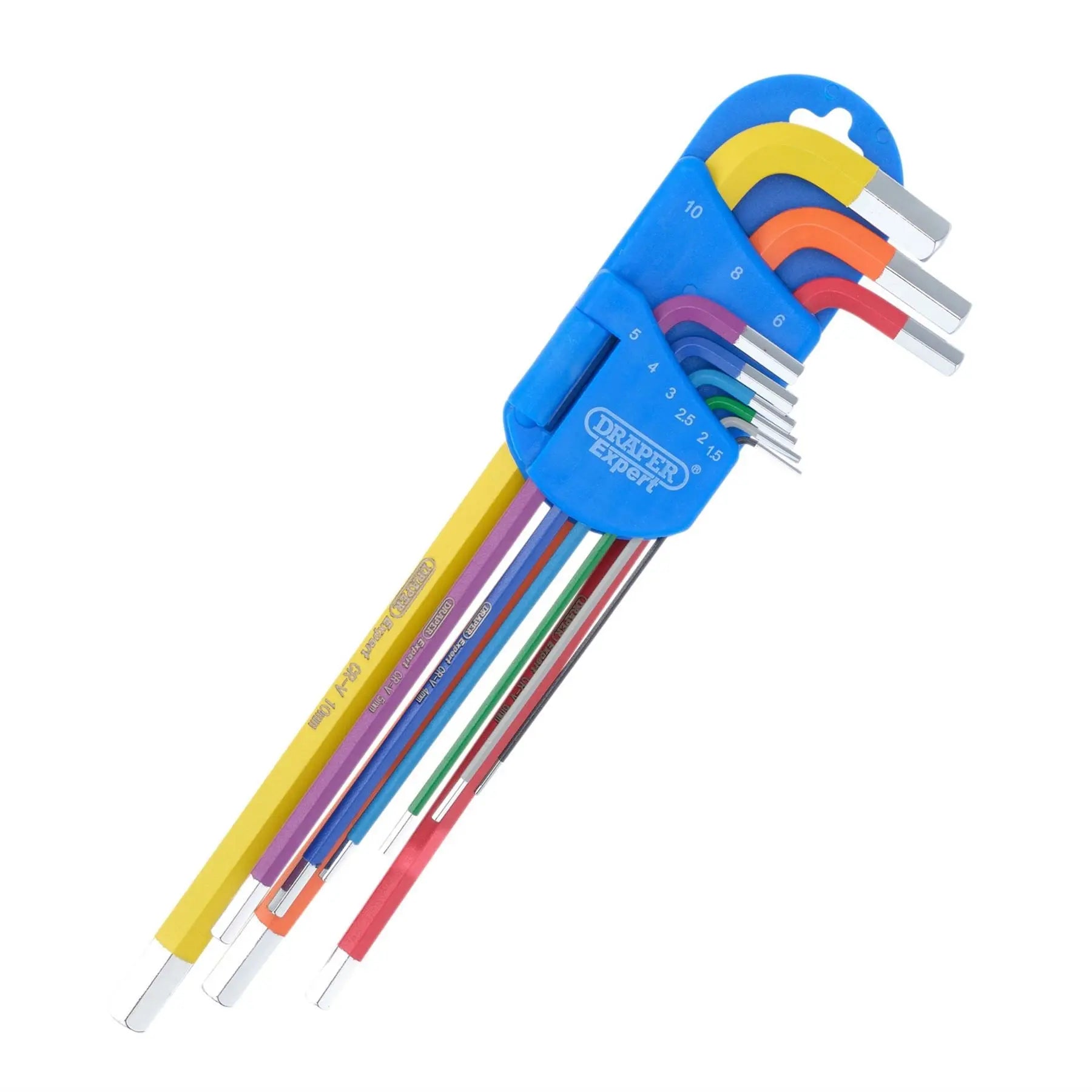 Draper Expert Metric Extra-Long Arm Hex Key Set Colour Coded (9 Piece) 04911  White Rose Tools