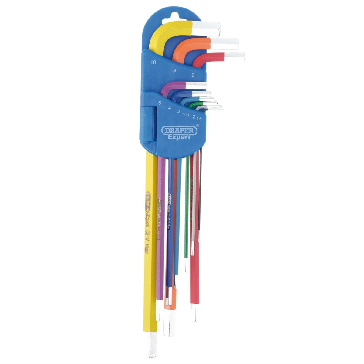 Draper Expert Metric Extra-Long Arm Hex Key Set Colour Coded (9 Piece) 04911  White Rose Tools