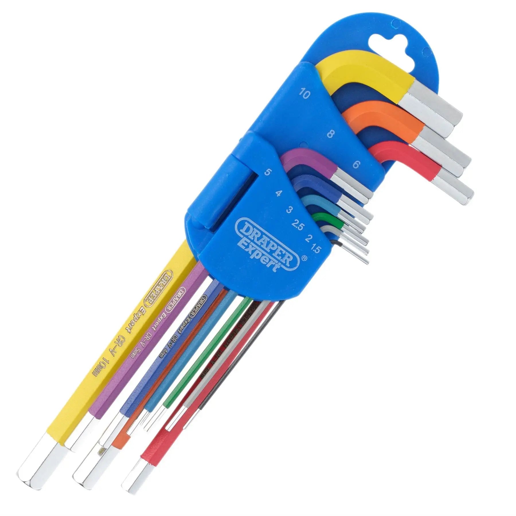Draper Expert Metric Long Arm Hex Key Set Colour Coded (9 Piece) 04905  White Rose Tools