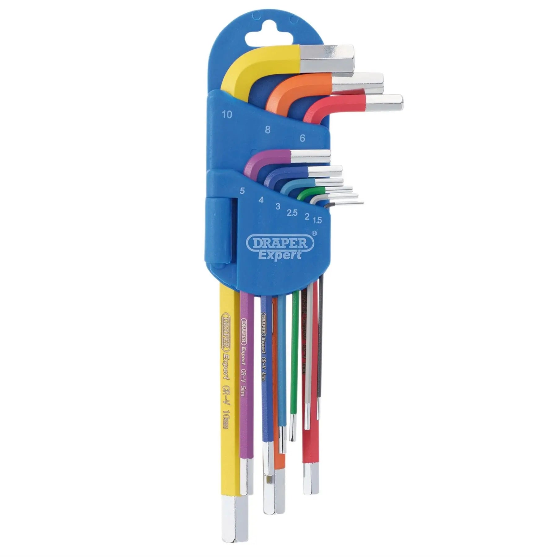 Draper Expert Metric Long Arm Hex Key Set Colour Coded (9 Piece) 04905  White Rose Tools