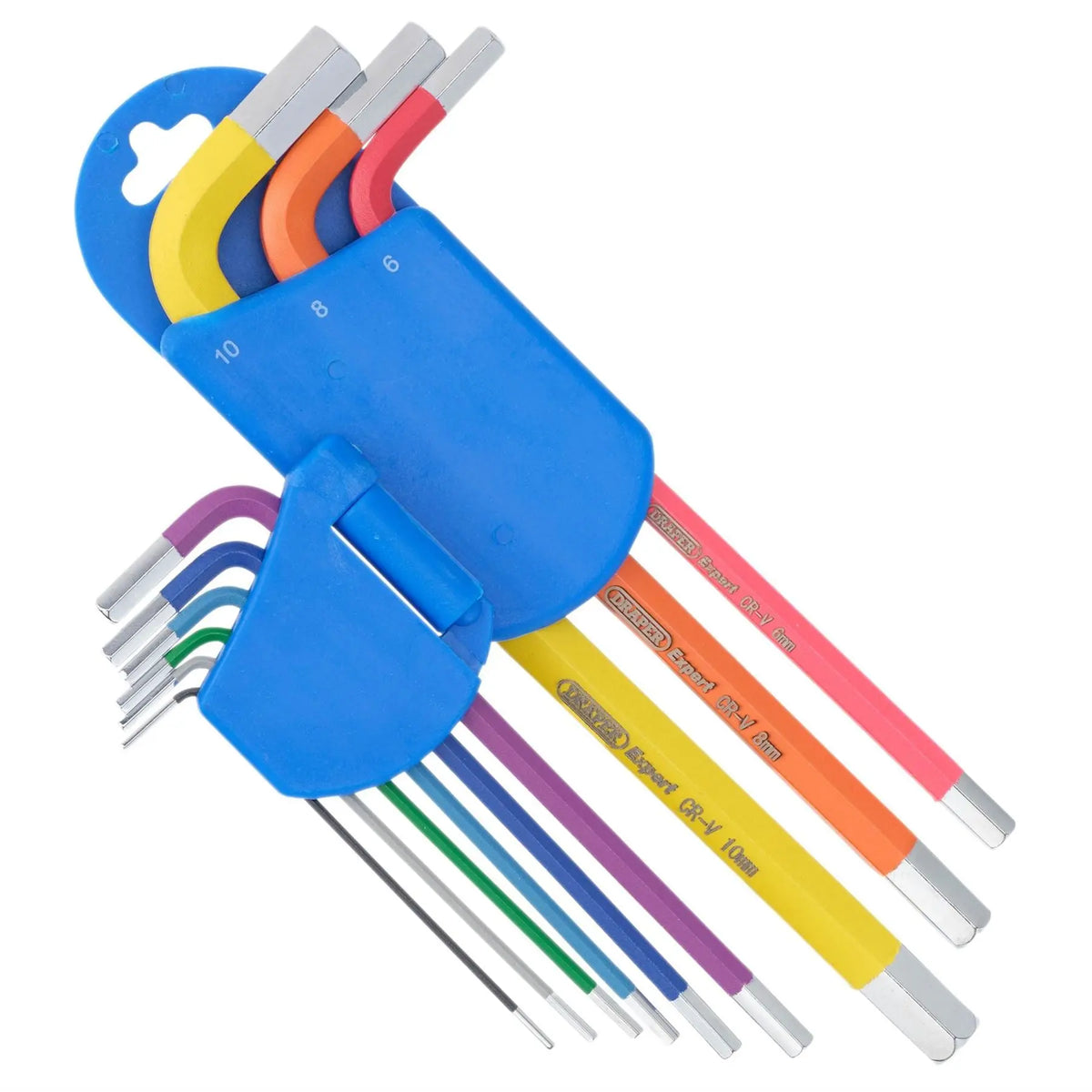 Draper Expert Metric Long Arm Hex Key Set Colour Coded (9 Piece) 04905  White Rose Tools