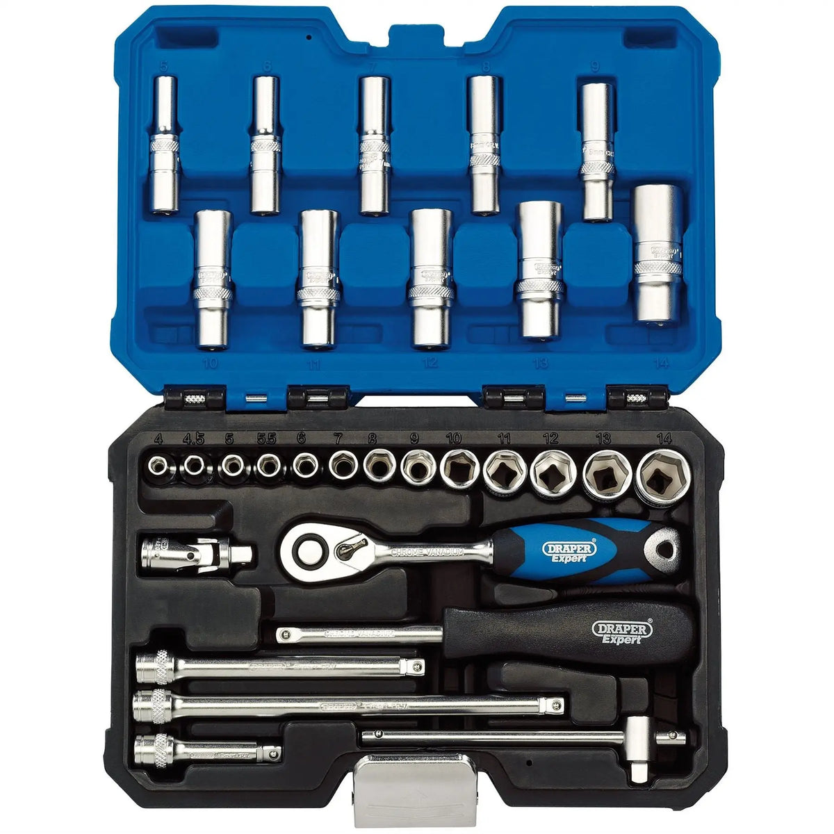 Draper Expert Metric Socket Set 1/4" Sq. Dr. (30 Piece) 16444  White Rose Tools