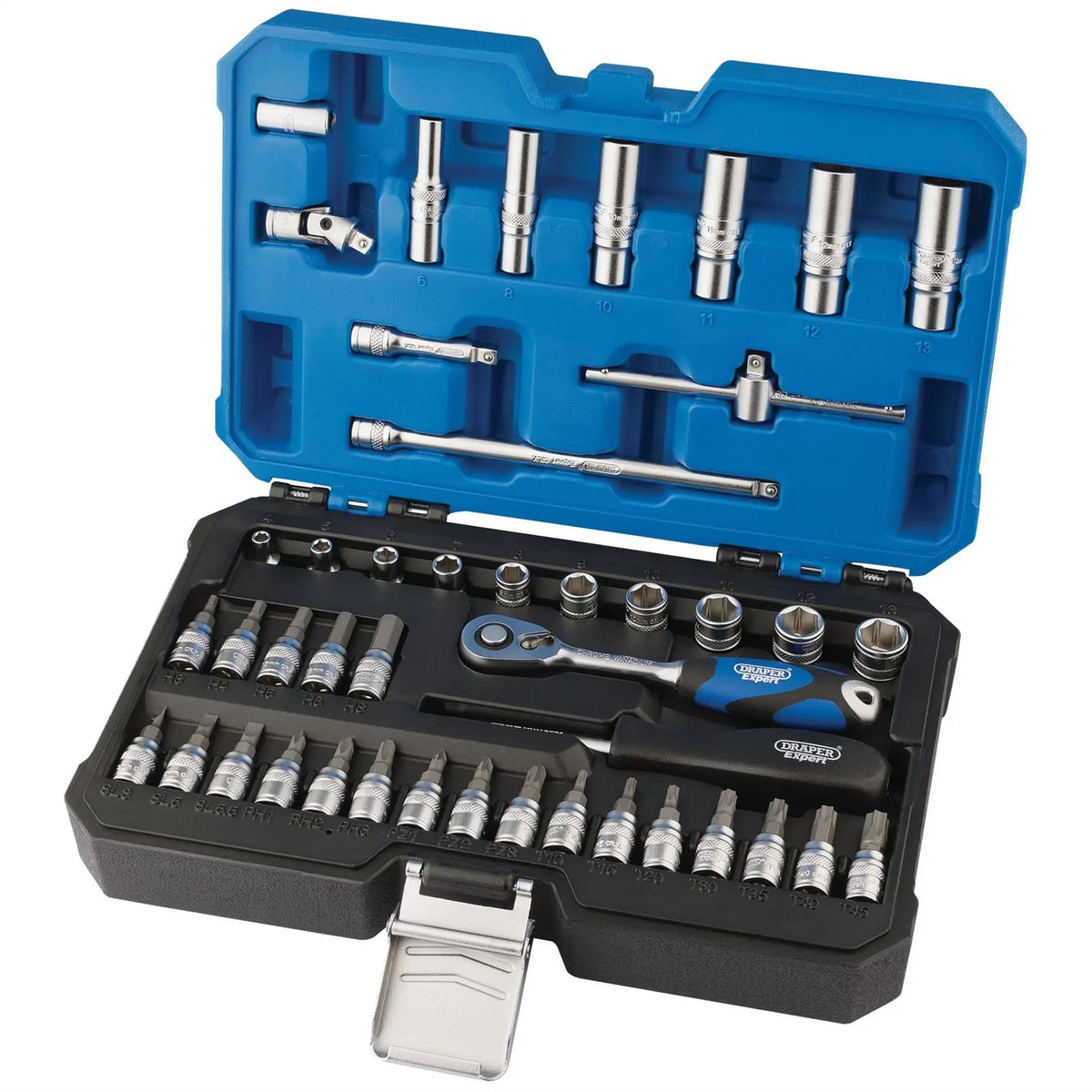 Draper Expert Metric Socket Set 1/4" Sq. Dr. (44 Piece) 16446  White Rose Tools