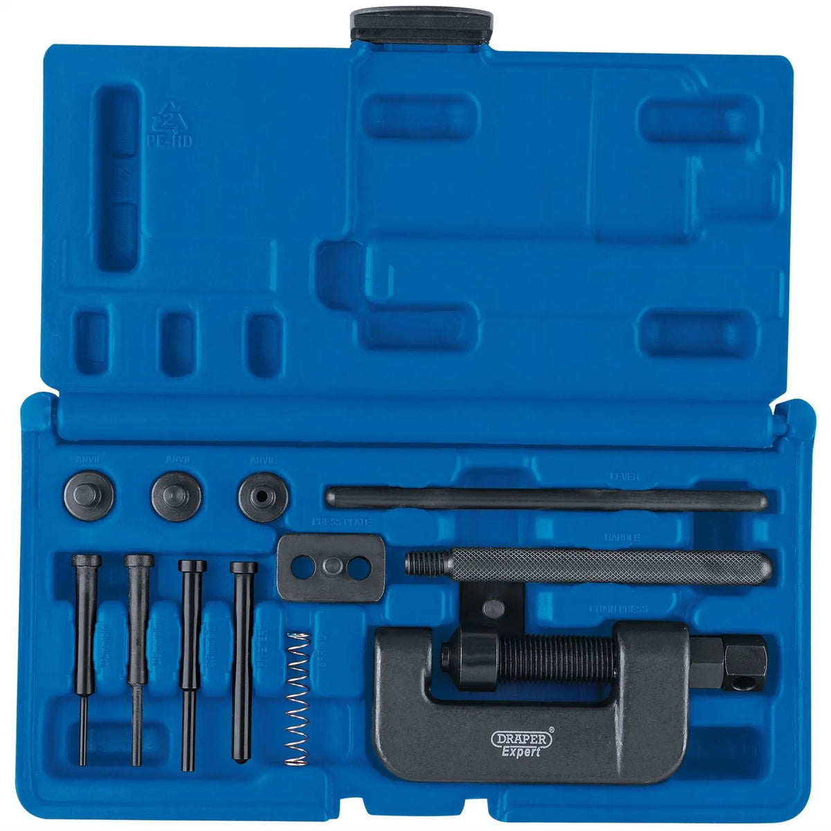 Draper Expert Motorcycle Chain Splitter and Riveter Kit 31318  White Rose Tools