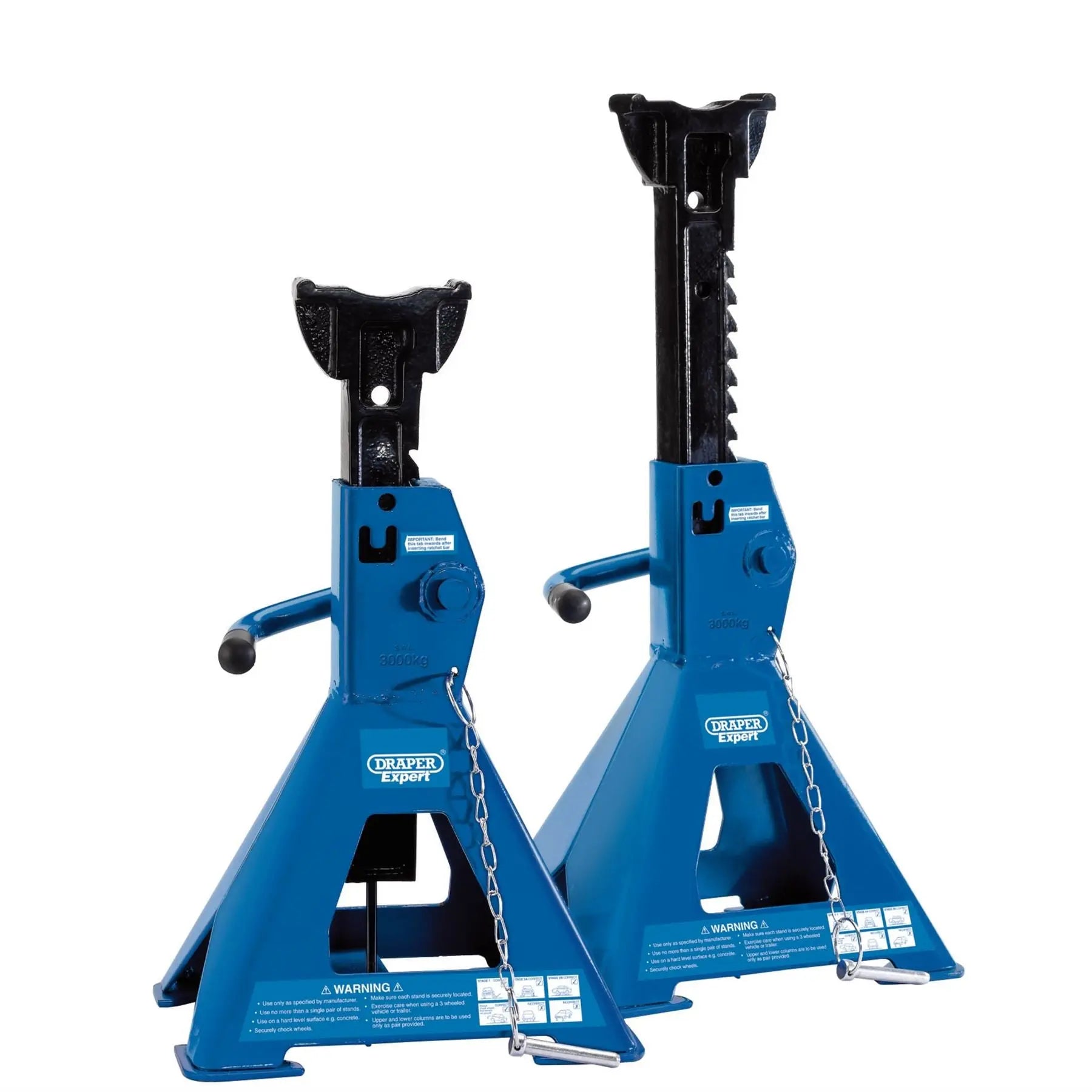 Draper Expert Pneumatic Rise Ratcheting Axle Stands 3 Tonne (Pair) 01813  White Rose Tools
