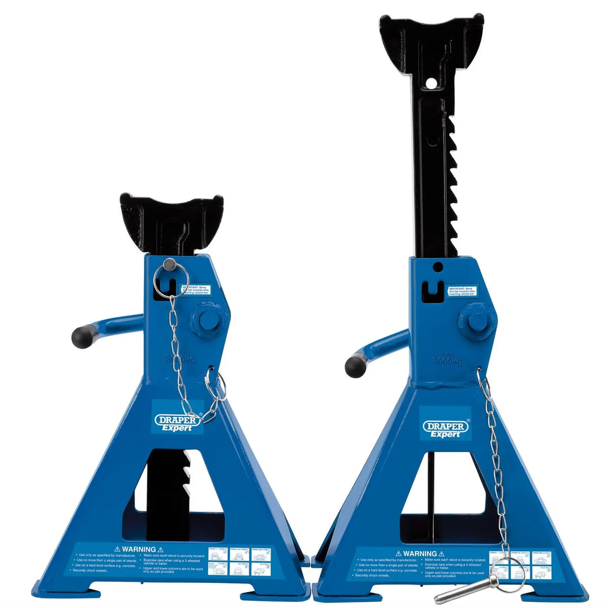 Draper Expert Pneumatic Rise Ratcheting Axle Stands 3 Tonne (Pair) 01813  White Rose Tools