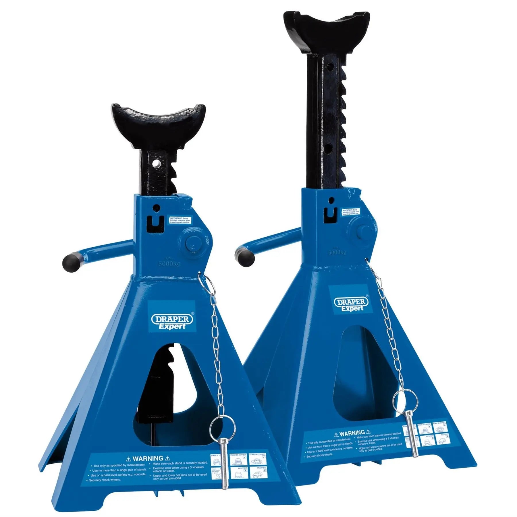 Draper Expert Pneumatic Rise Ratcheting Axle Stands 5 Tonne (Pair) 01814  White Rose Tools