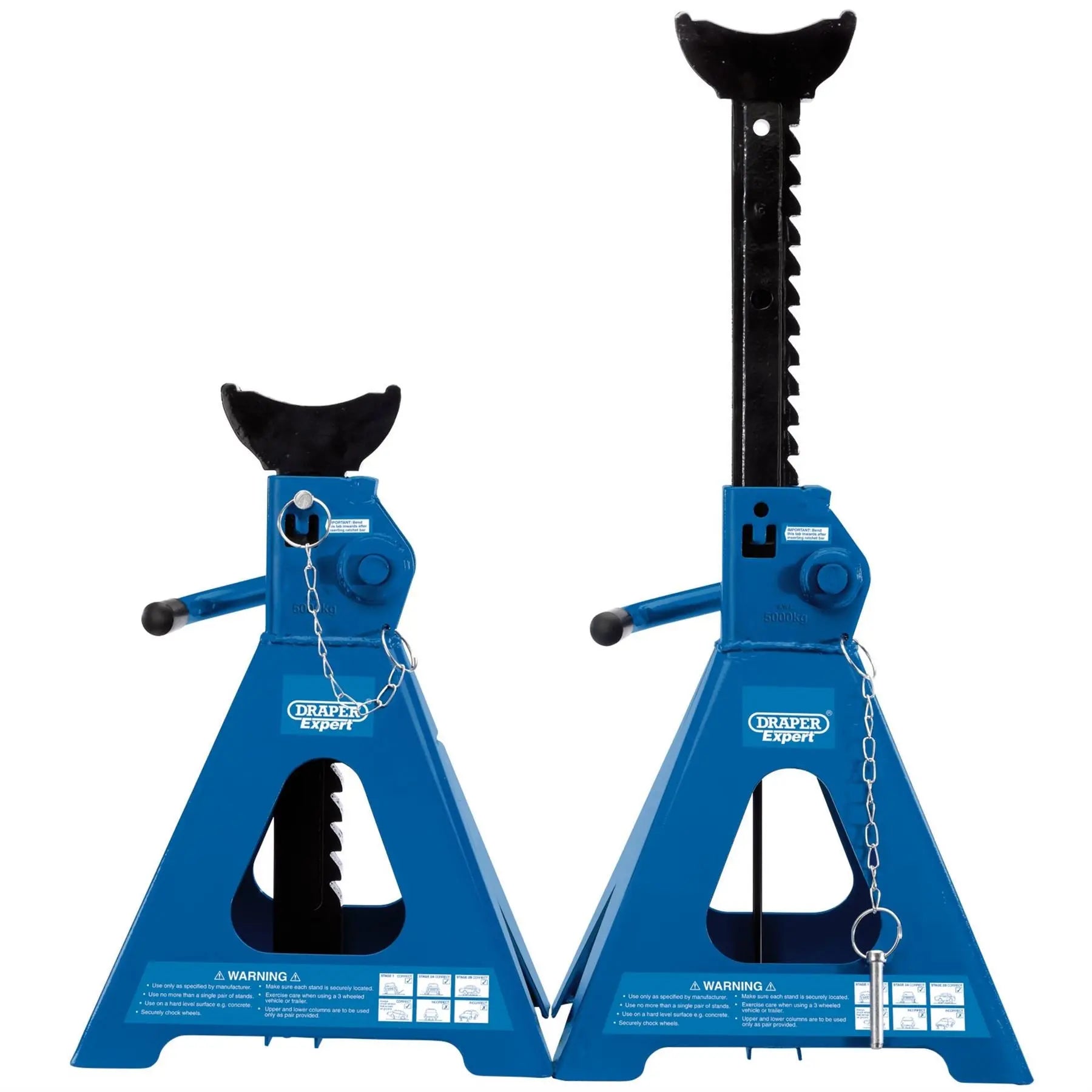 Draper Expert Pneumatic Rise Ratcheting Axle Stands 5 Tonne (Pair) 01814  White Rose Tools