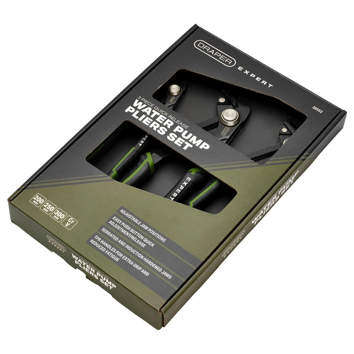 Draper Expert Quick Release Water Pump Pliers Set (3 Piece) 28552  White Rose Tools