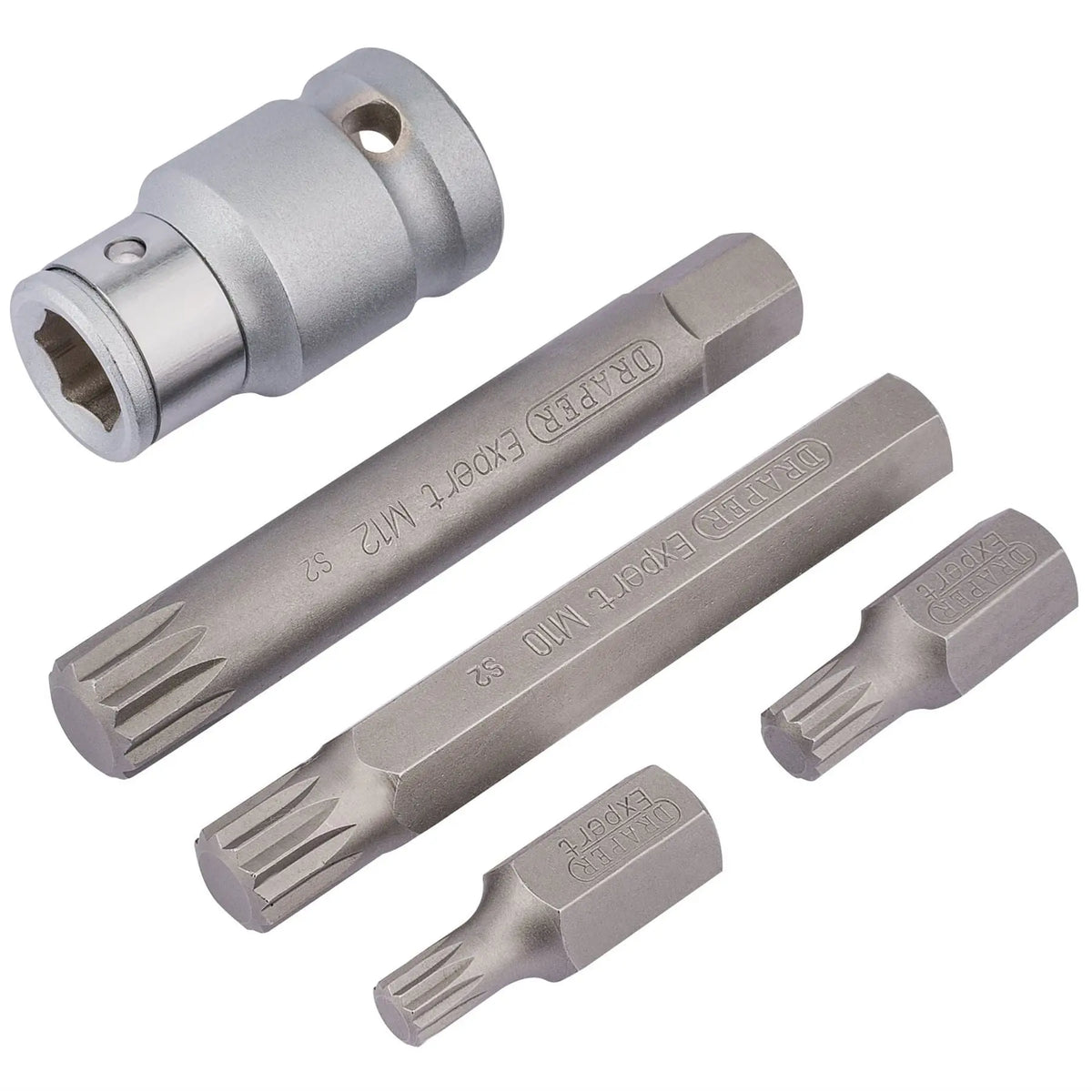 Draper Expert Spline Bit Set 1/2" Sq. Dr. (5 Piece) 83567  White Rose Tools