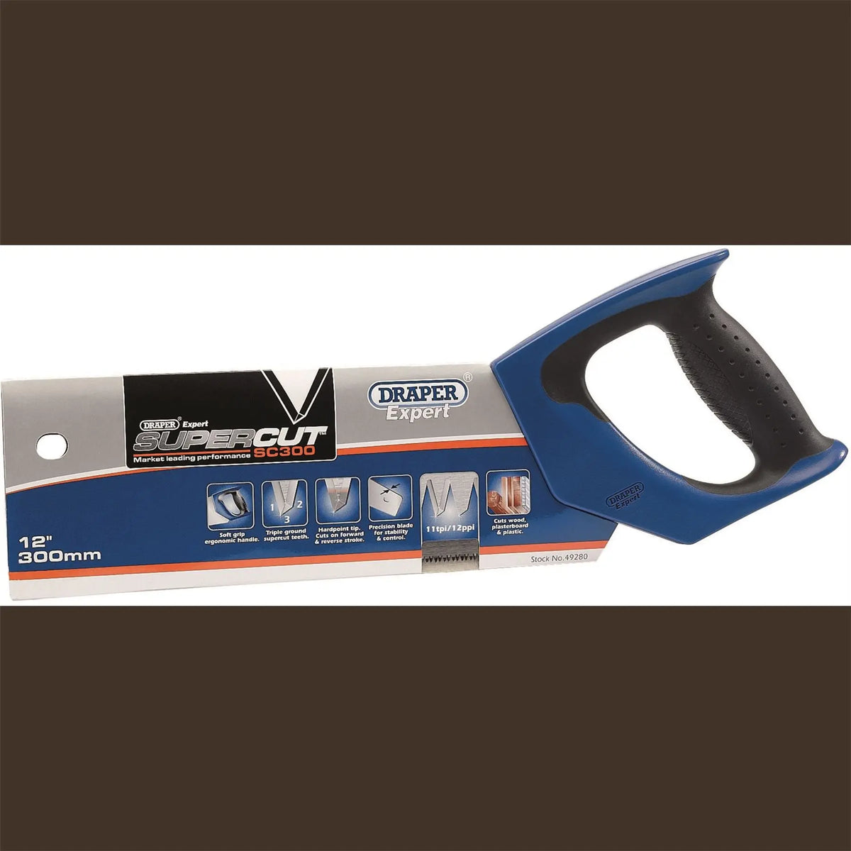 Draper Expert Supercut® Soft Grip Hardpoint Tenon Saw 300mm/12" 11tpi/12ppi 49280  White Rose Tools