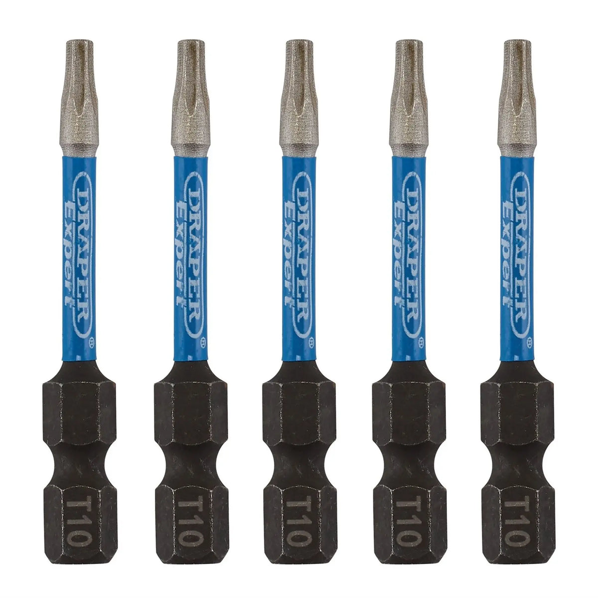 Draper Expert TX-STAR® Impact Screwdriver Bits T10 x 50mm 1/4" Hex (Pack of 5) 05649  White Rose Tools