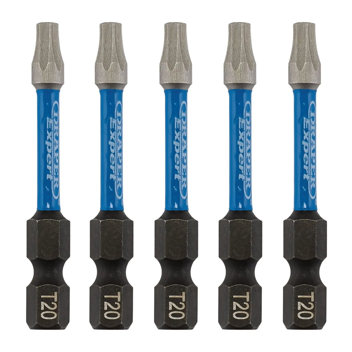 Draper Expert TX-STAR® Impact Screwdriver Bits T20 x 50mm 1/4" Hex (Pack of 5) 05652  White Rose Tools