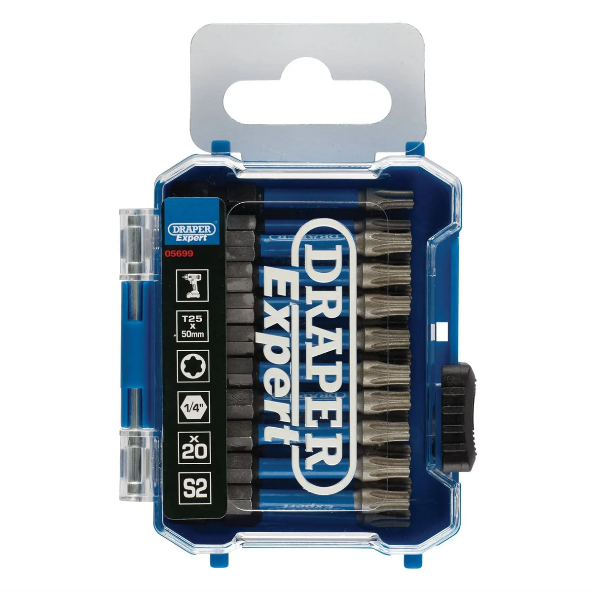 Draper Expert TX-STAR® Impact Screwdriver Bits T25 x 50mm 1/4" Hex (Pack of 20) 05699  White Rose Tools