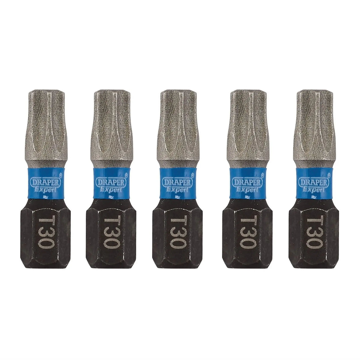 Draper Expert TX-STAR® Impact Screwdriver Bits T30 x 25mm 1/4" Hex (Pack of 5) 05496  White Rose Tools