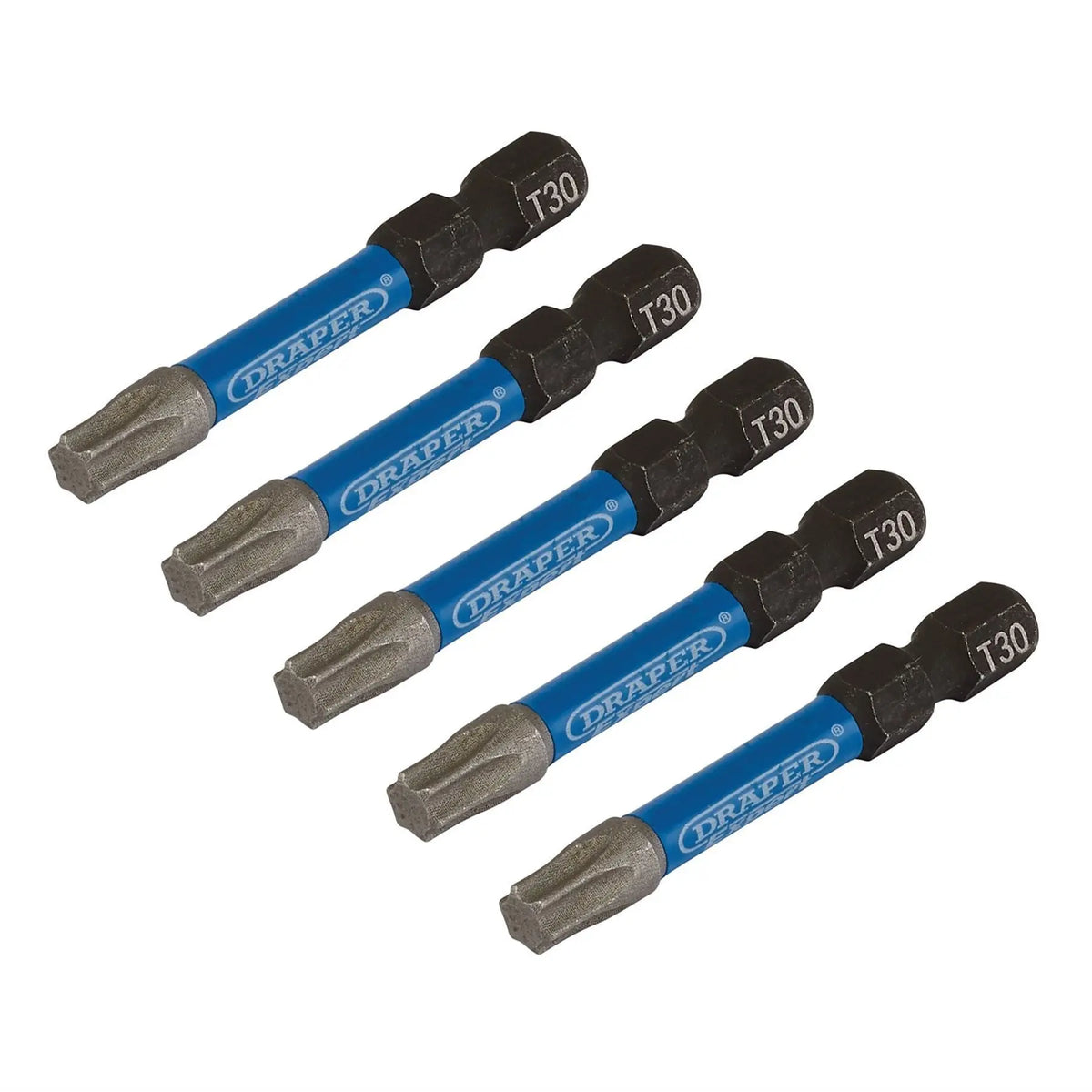 Draper Expert TX-STAR® Impact Screwdriver Bits T30 x 50mm 1/4" Hex (Pack of 5) 05656  White Rose Tools
