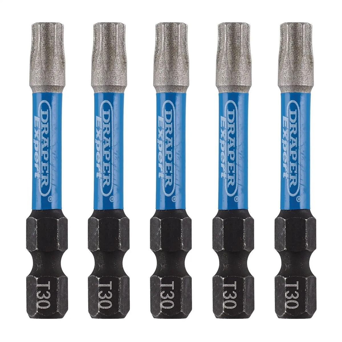 Draper Expert TX-STAR® Impact Screwdriver Bits T30 x 50mm 1/4" Hex (Pack of 5) 05656  White Rose Tools