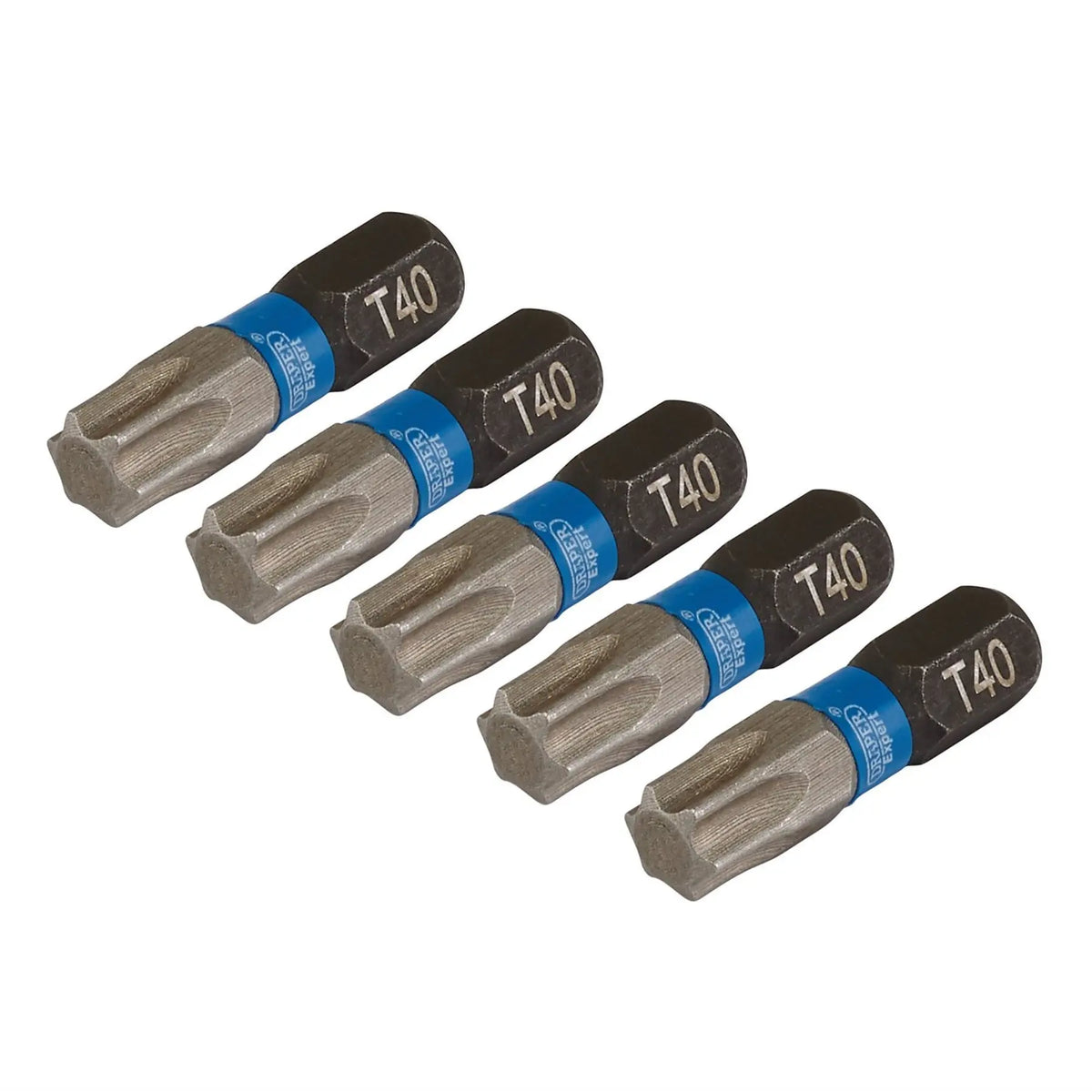 Draper Expert TX-STAR® Impact Screwdriver Bits T40 x 25mm 1/4" Hex (Pack of 5) 05497  White Rose Tools