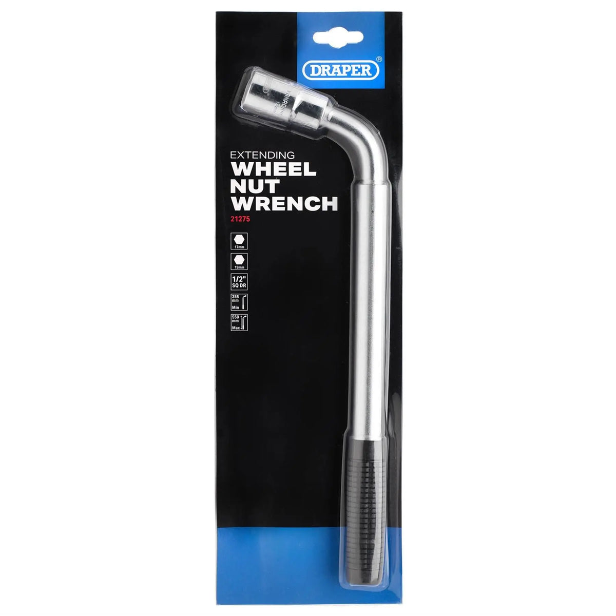 Draper Extending Wheel Nut Wrench 1/2" Sq. Dr. 355-550mm 21275  White Rose Tools