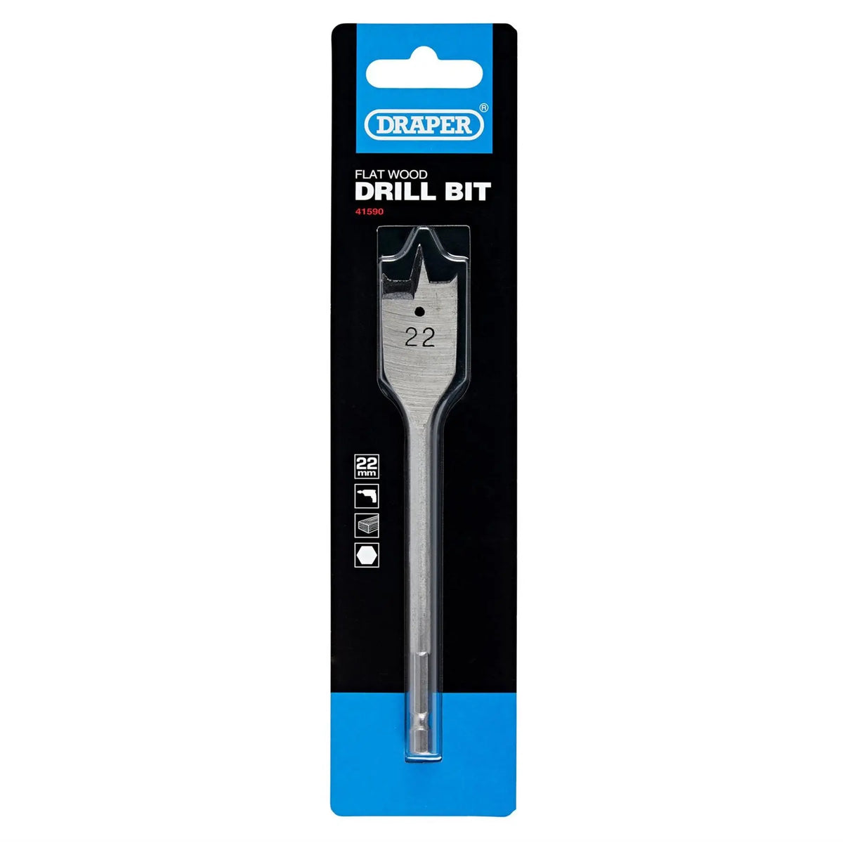 Draper Flat Wood Drill Bit 22 x 152mm 41590  White Rose Tools