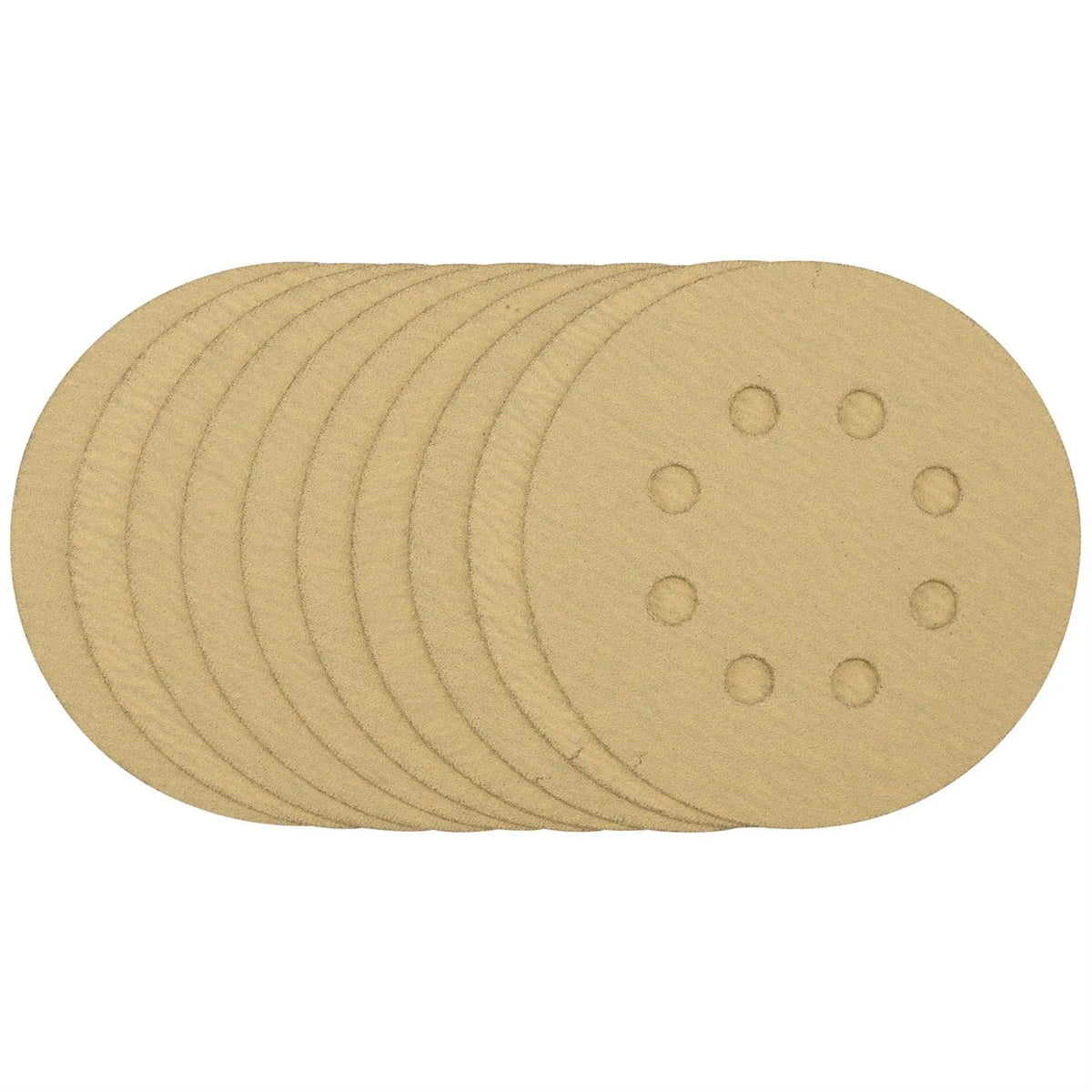 Draper Gold Sanding Discs with Hook & Loop 125mm 120 Grit 8 Dust Extraction Holes (Pack of 10) 58111  White Rose Tools
