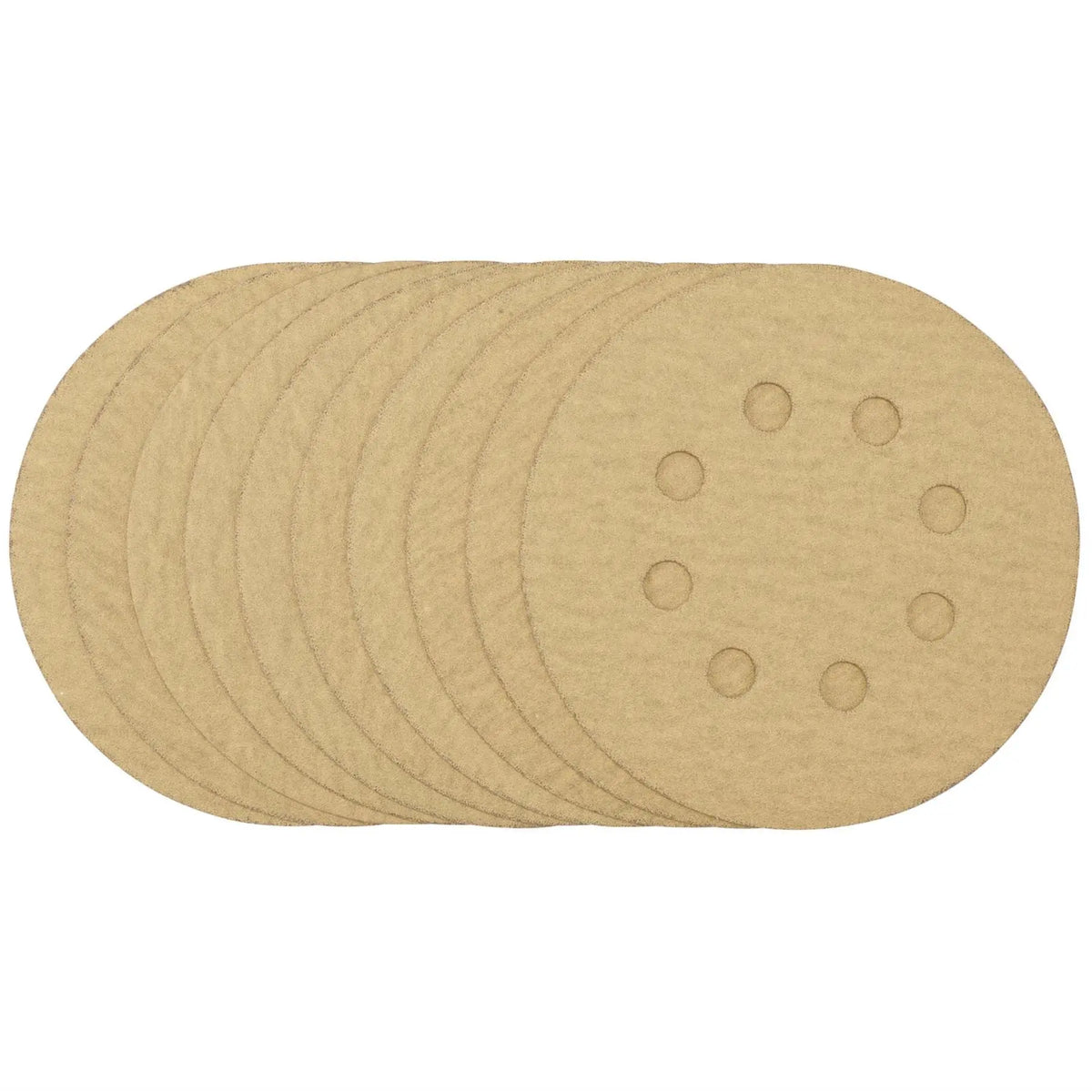 Draper Gold Sanding Discs with Hook & Loop 125mm 180 Grit 8 Dust Extraction Holes (Pack of 10) 58113  White Rose Tools