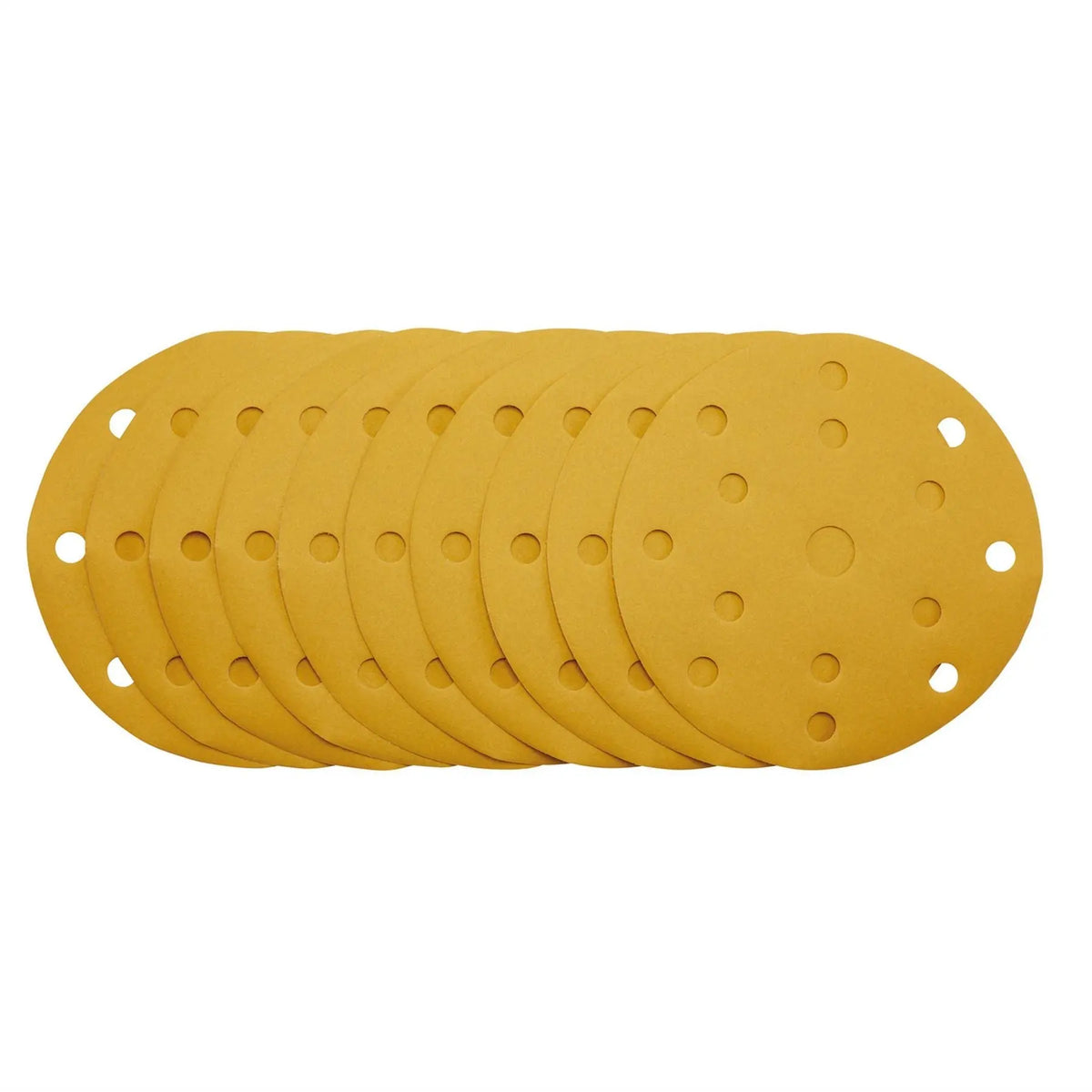 Draper Gold Sanding Discs with Hook & Loop 150mm 320 Grit 15 Dust Extraction Holes (Pack of 10) 08477  White Rose Tools