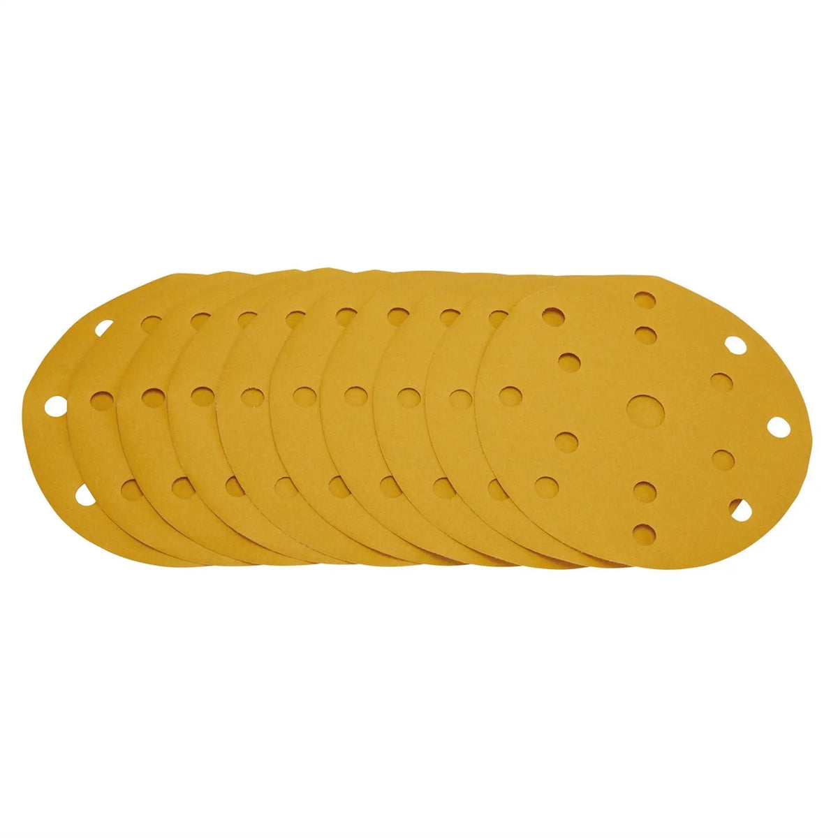Draper Gold Sanding Discs with Hook & Loop 150mm 320 Grit 15 Dust Extraction Holes (Pack of 10) 08477  White Rose Tools