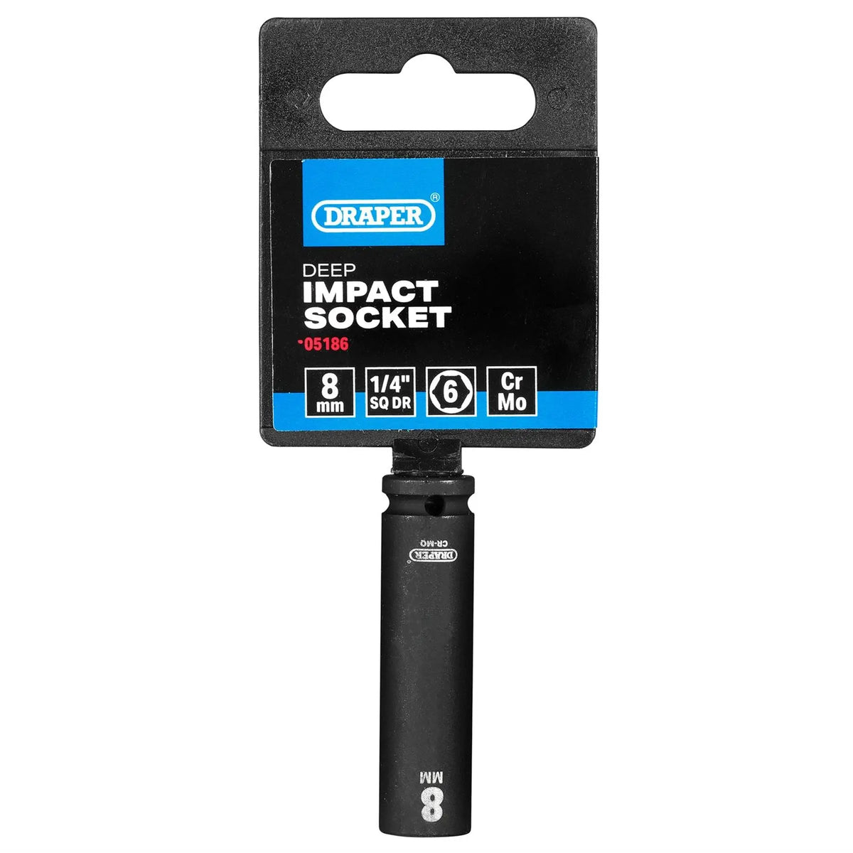 Draper HI-TORQ® 6 Point Deep Impact Socket 1/4" Sq. Dr. 8mm 05186  White Rose Tools