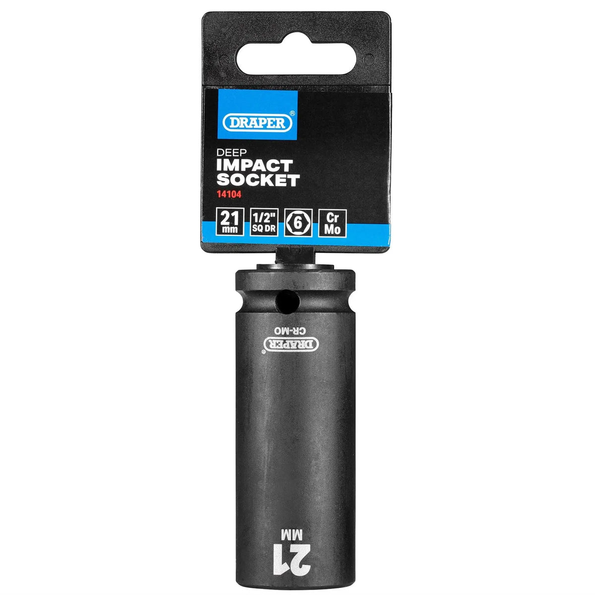 Draper HI-TORQ® Deep Impact Socket 1/2" Sq. Dr. 21mm 14104  White Rose Tools