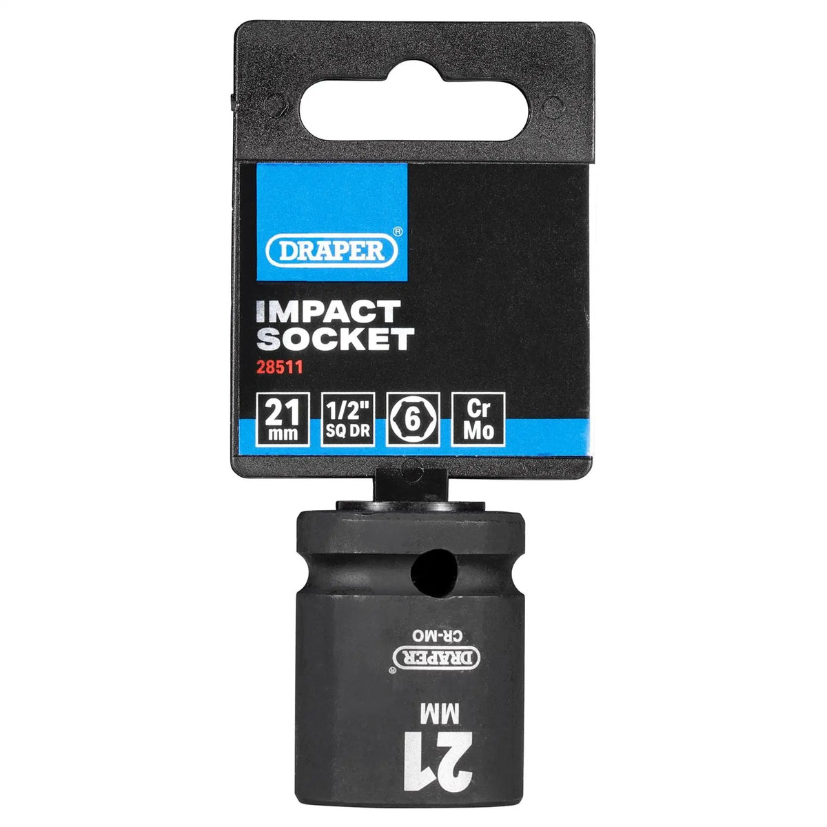 Draper HI-TORQ® Impact Socket 1/2" Sq. Dr. 21mm 28511  White Rose Tools