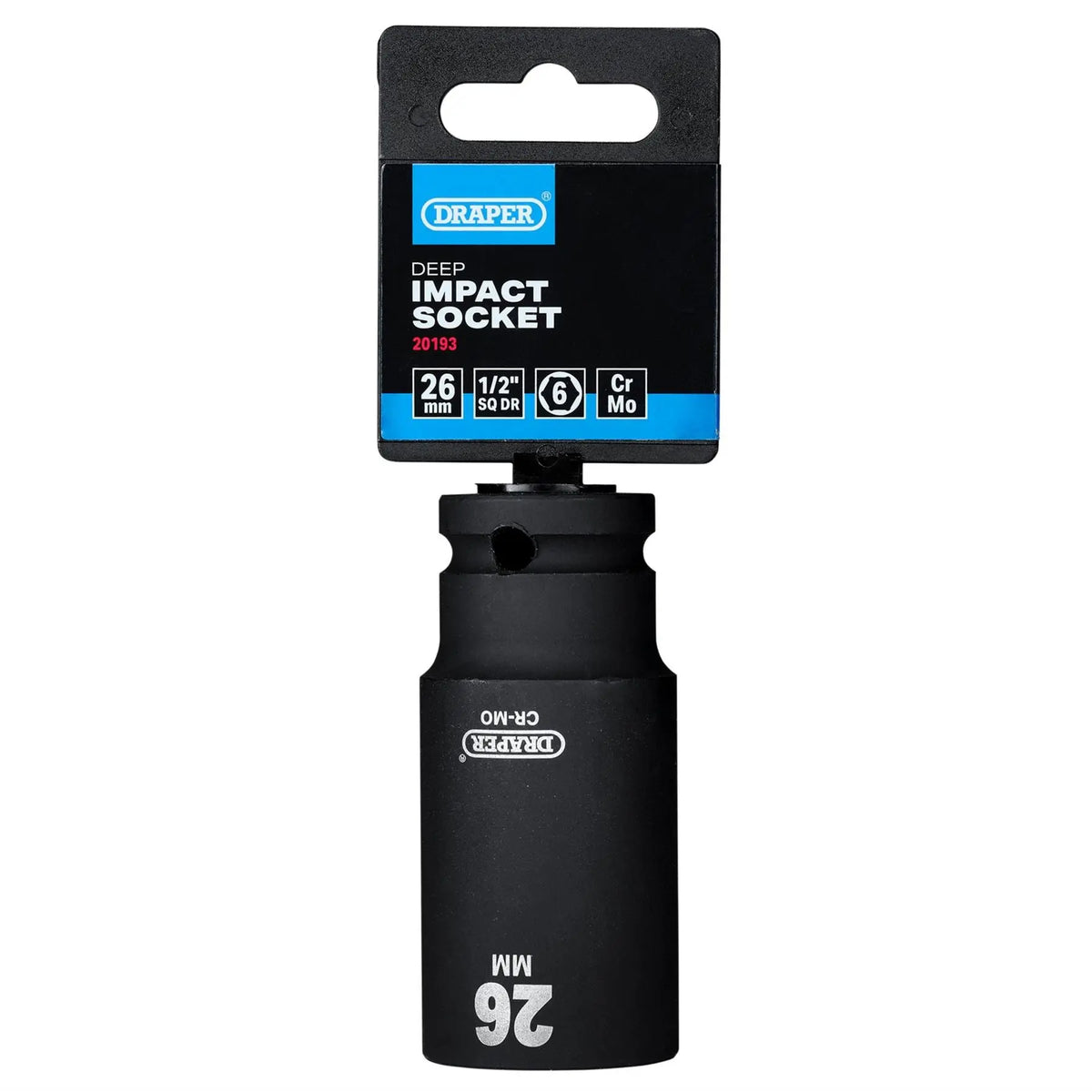 Draper HI-TORQ® Metric Deep Impact Socket 1/2" Sq. Dr. 26mm 20193  White Rose Tools