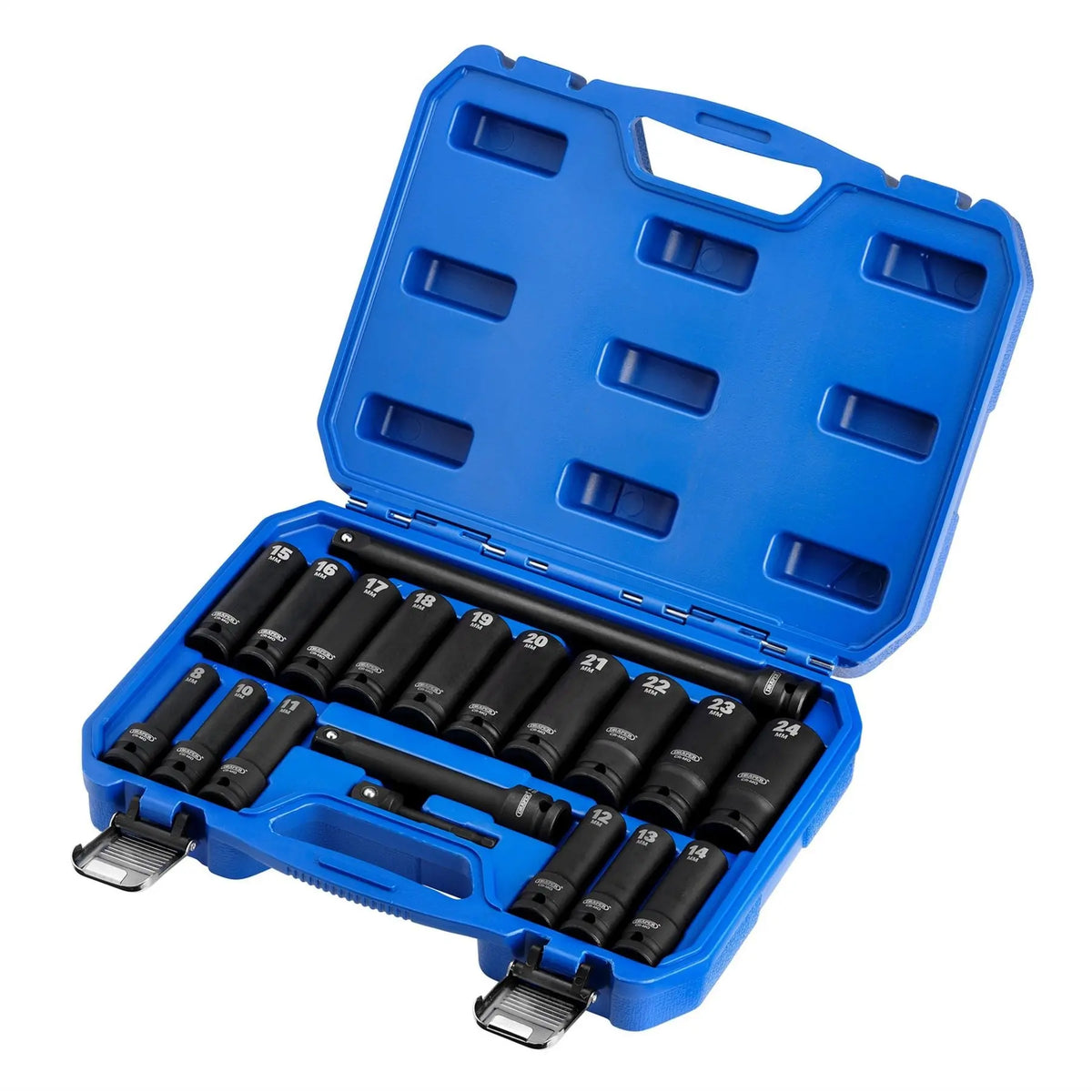Draper HI-TORQ® Metric Deep Impact Socket Set 1/2" Sq. Dr. (19 Piece) 04577  White Rose Tools