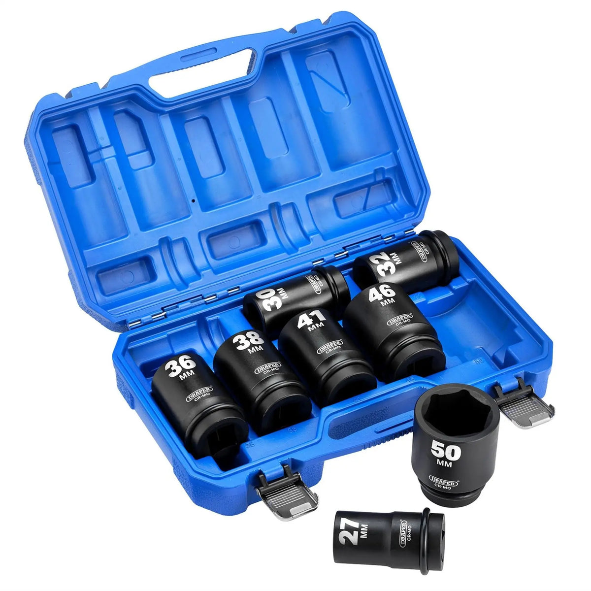 Draper HI-TORQ® Metric Deep Impact Socket Set 1" Sq. Dr. (8 Piece) 20210  White Rose Tools