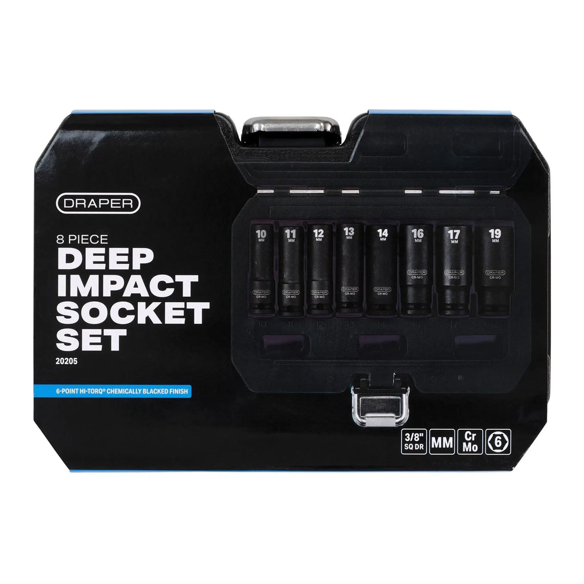 Draper HI-TORQ® Metric Deep Impact Socket Set 3/8" Sq. Dr. (8 Piece) 20205  White Rose Tools