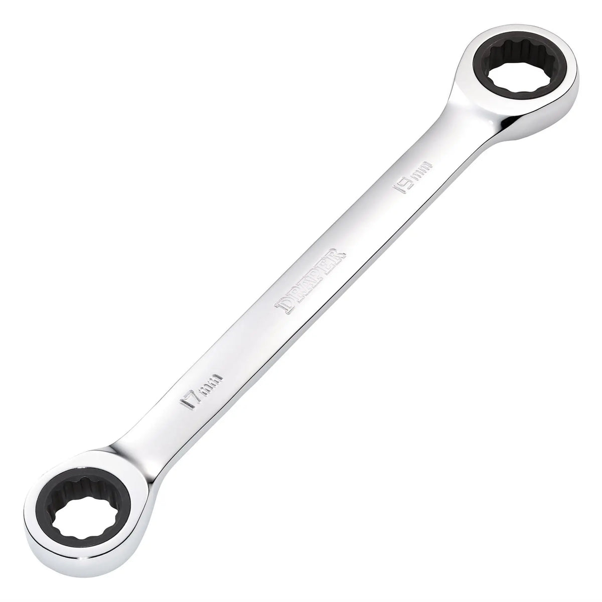Draper HI-TORQ® Metric Double Ratchet Ring Spanner 17 x 19mm 27740  White Rose Tools